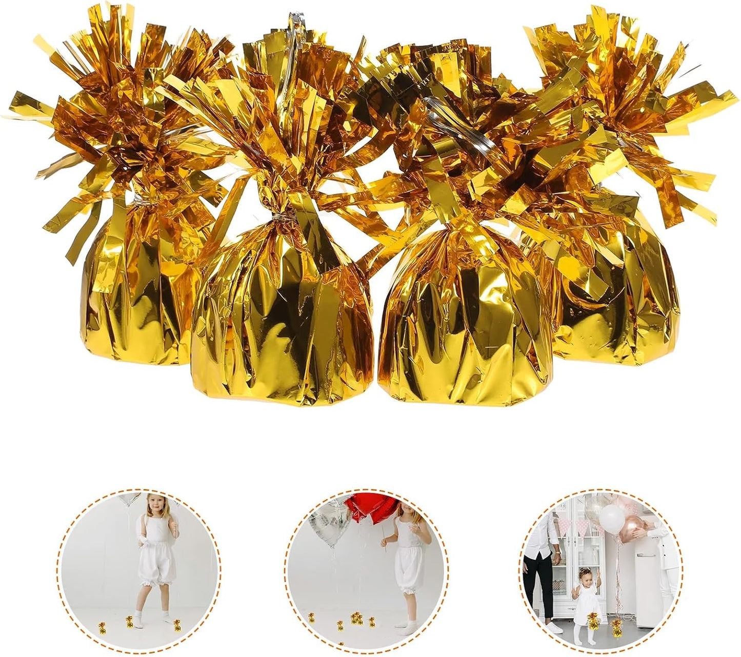 Metallic Balloon Weights - Novelty and Gag Gifts, 5.5" Inches for Balloons Table Centerpiece DIY Decor for Birthday Party Favors Wedding 6-Pack (Gold)