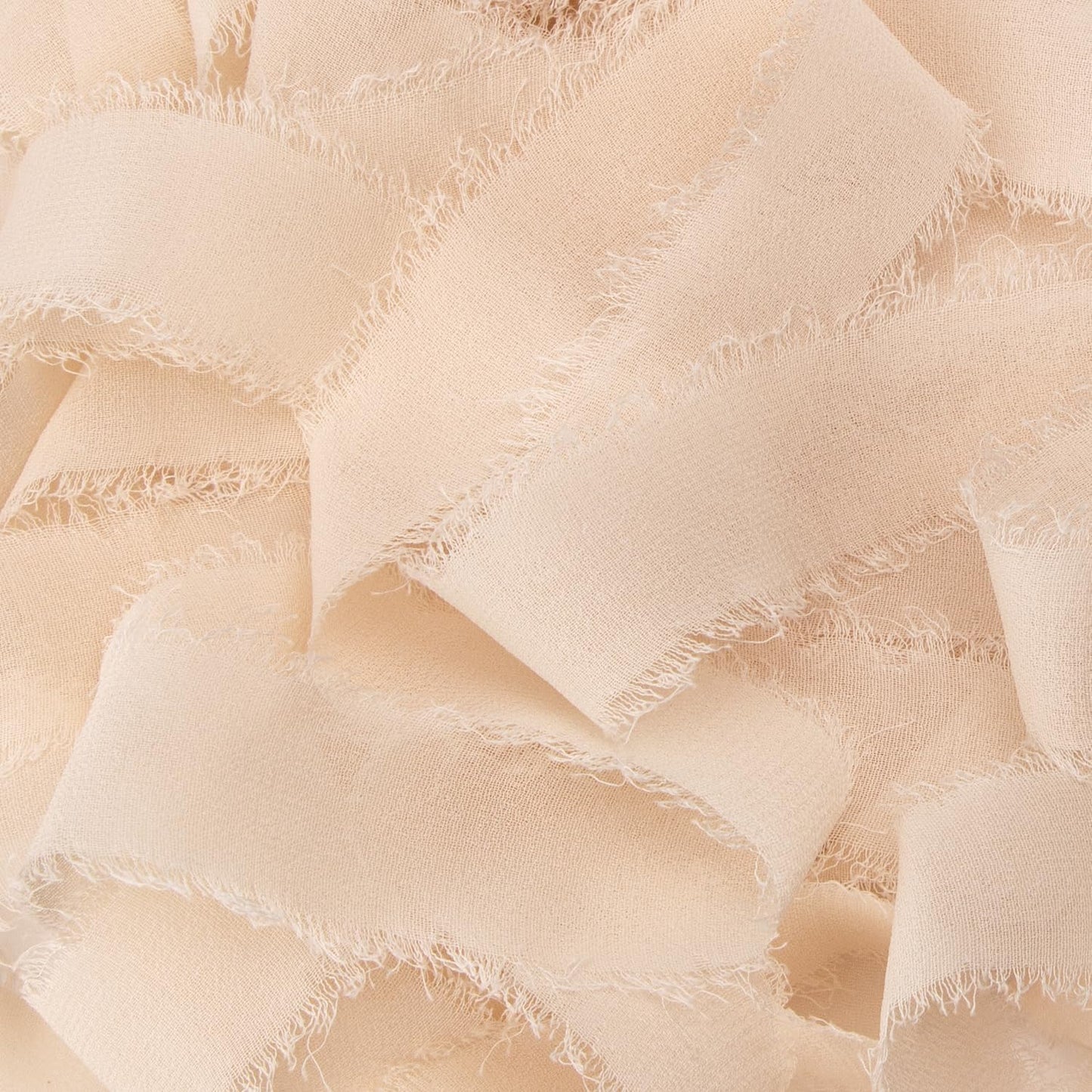 Ribbli Champagne Ribbon 1 Inch x 3 Rolls Total 24 Yards Nude Handmade Fringe Chiffon Silk Ribbon for Wrapping Wedding Invitations Bridal Bouquets DIY Crafts Home Decor