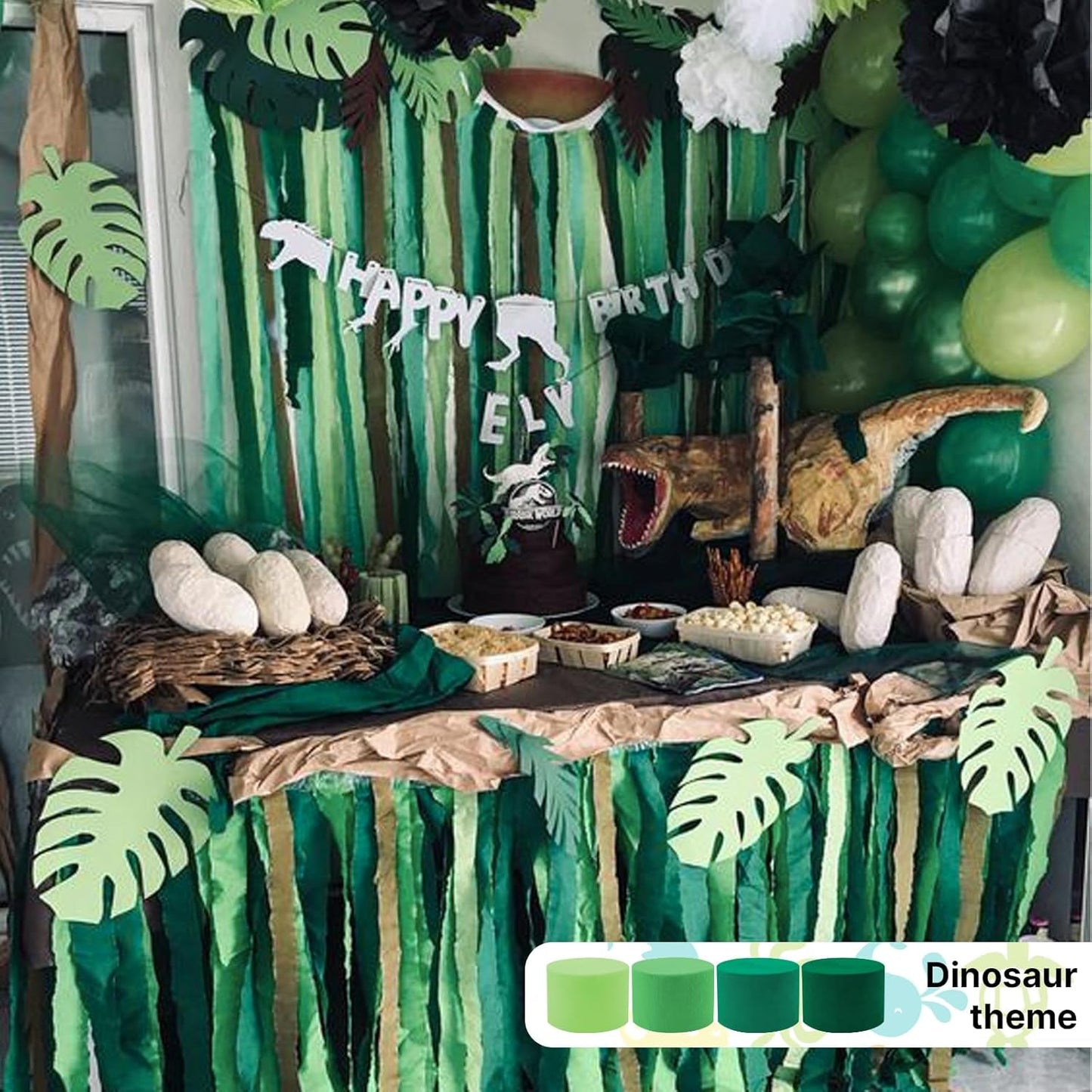 PartyWoo Crepe Paper Streamers 4 Rolls 328ft, Pack of Bluish Green Party Streamers, Crepe Paper for Birthday & Wedding Decorations (1.8 in x 82 Ft/Roll)