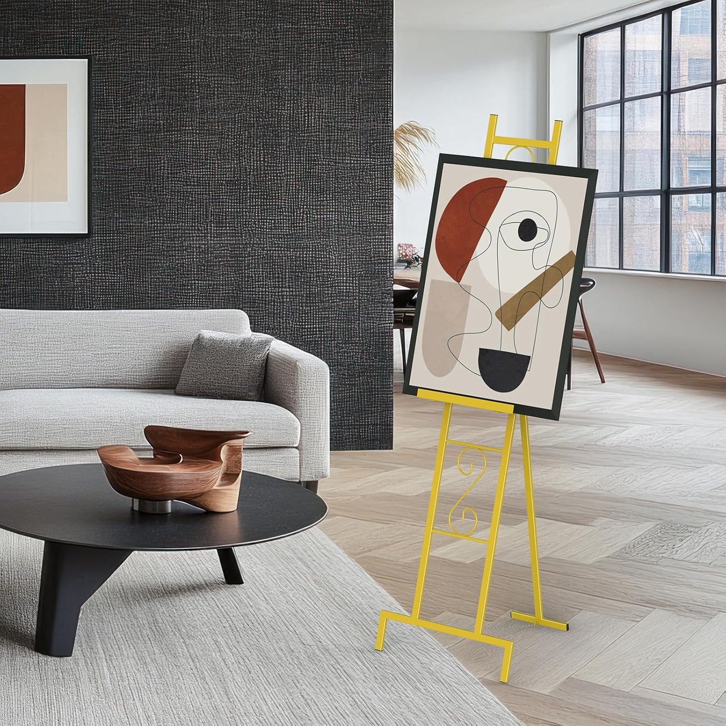 Skcoipsra 58IN Gold Easel Stand for Sign, 3 Tier Adjustable Larger Wedding Welcome Sign Holder, Art Poster Display Stand Free Standing with Chain, 17x17x58 Inch