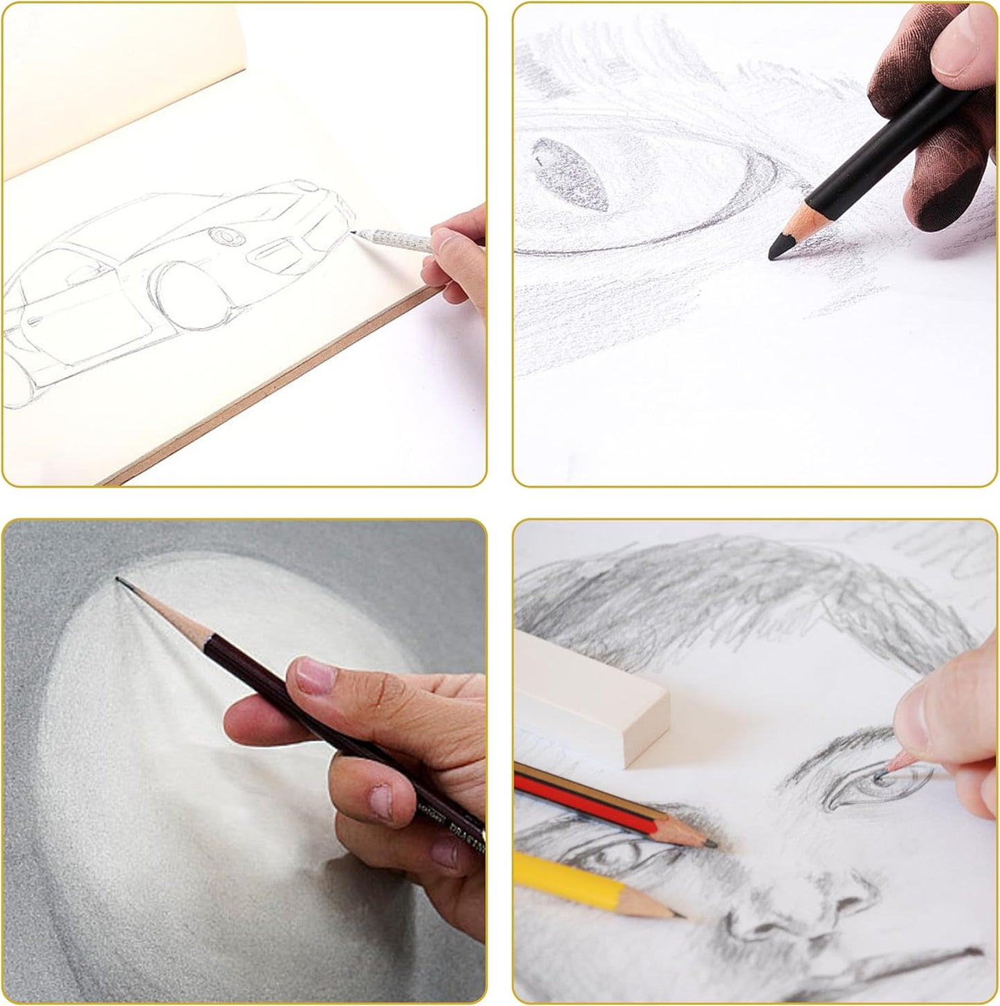 Sonjade Sketch Books This is NOT a Sketchbook, It's an Art Class! Art Book Drawing Pad, 100 Sheets, 8.6 x 11 Inch, Yellow