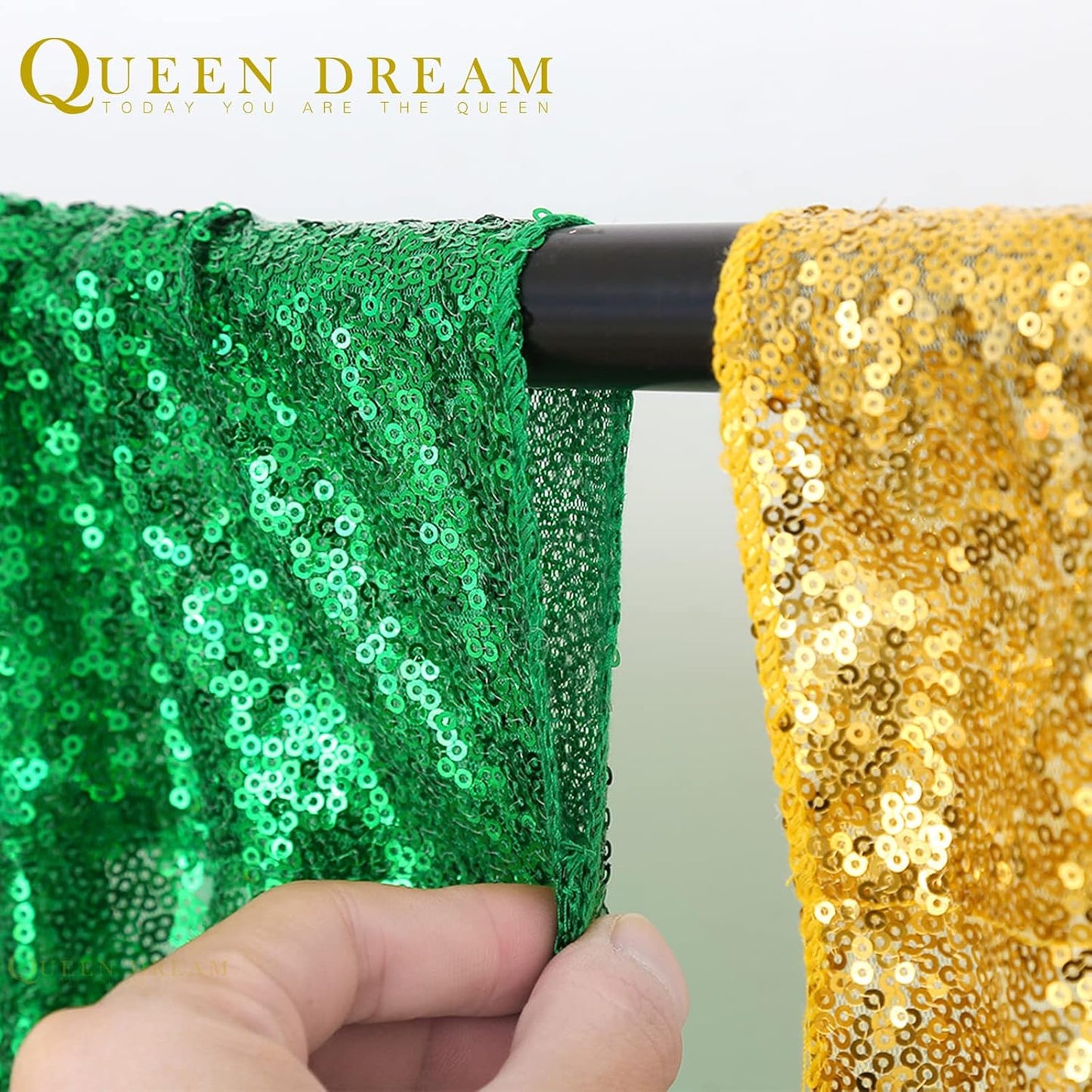 7ft x 7ft Green Sequin Backdrop Curtain Party Backdrop Curtain for Sparkly Birthday Bridal Wedding Curtain
