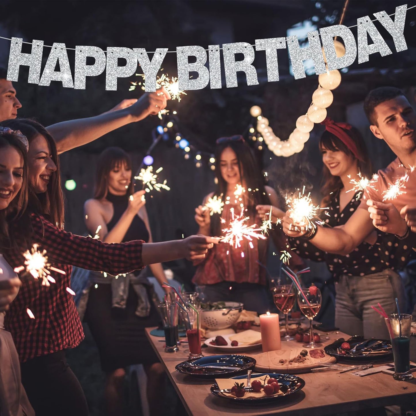 BEISHIDA 116 PCS A-Z Glitter Silver DIY Letter Banner Kit Make Your Own Banner，Including 111 Letters and Numbers 3 Rope and 2 Threading Device,Customized for Birthday Graduation Wedding Party Decor