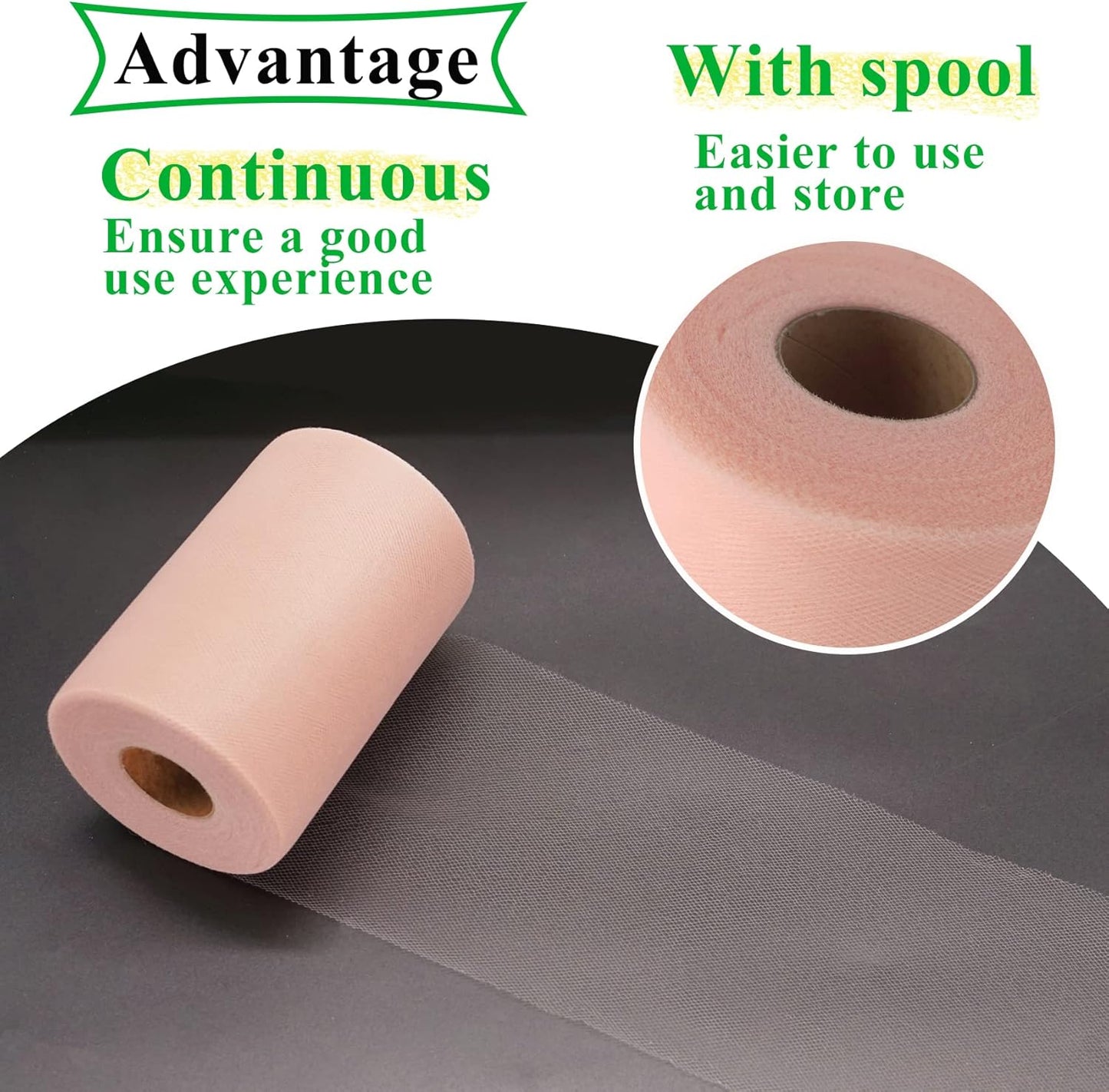 Blush Tulle Fabric Rolls 6 Inch by 100 Yards (300 feet) Fabric Spool Tulle Ribbon for DIY Blush Tutu Bow Baby Shower Birthday Party Wedding Decorations Christmas Craft Supplies