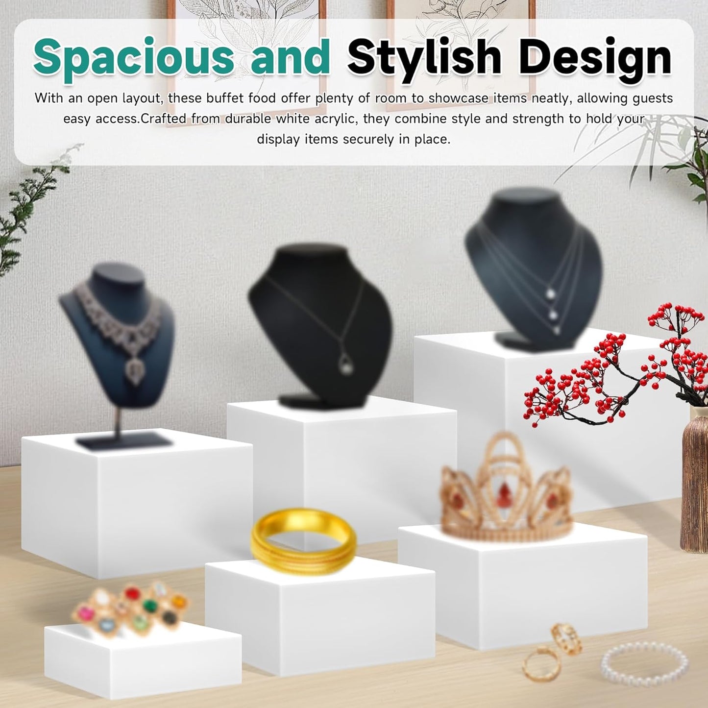 12" Large Buffet Risers,3Pcs 12",10",8" Buffet Risers,Food Risers for Buffet Table Display Stand Shelf for Party Catering Dessert Jewelry Collectibles Acrylic Cube Boxes