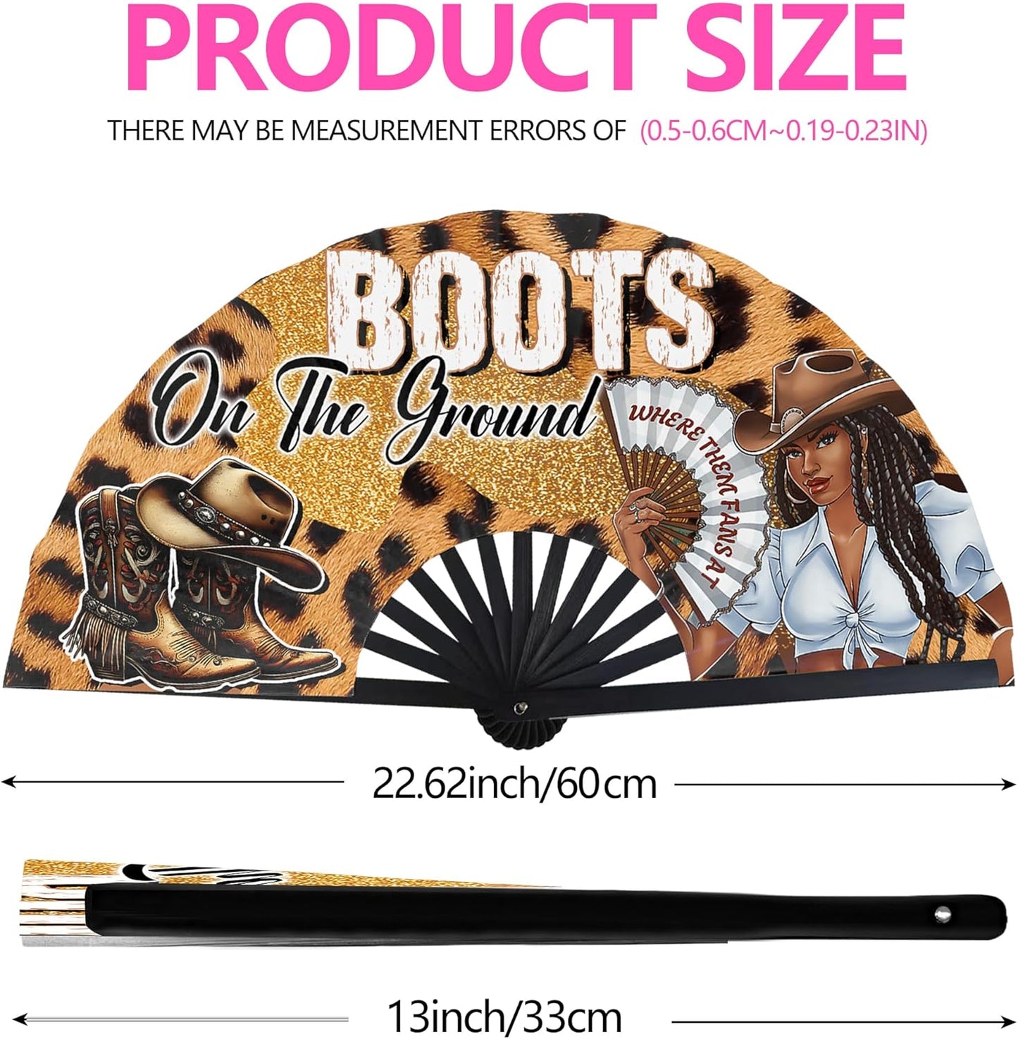Boots On The Ground Hand Fan,Where Them Fans At Folding Fans,Clapping Clacking Fans For Line Dancing Unique Oriainal Pattern for Party Props Perfect Gifts for Line Dance Lover (Style 5)