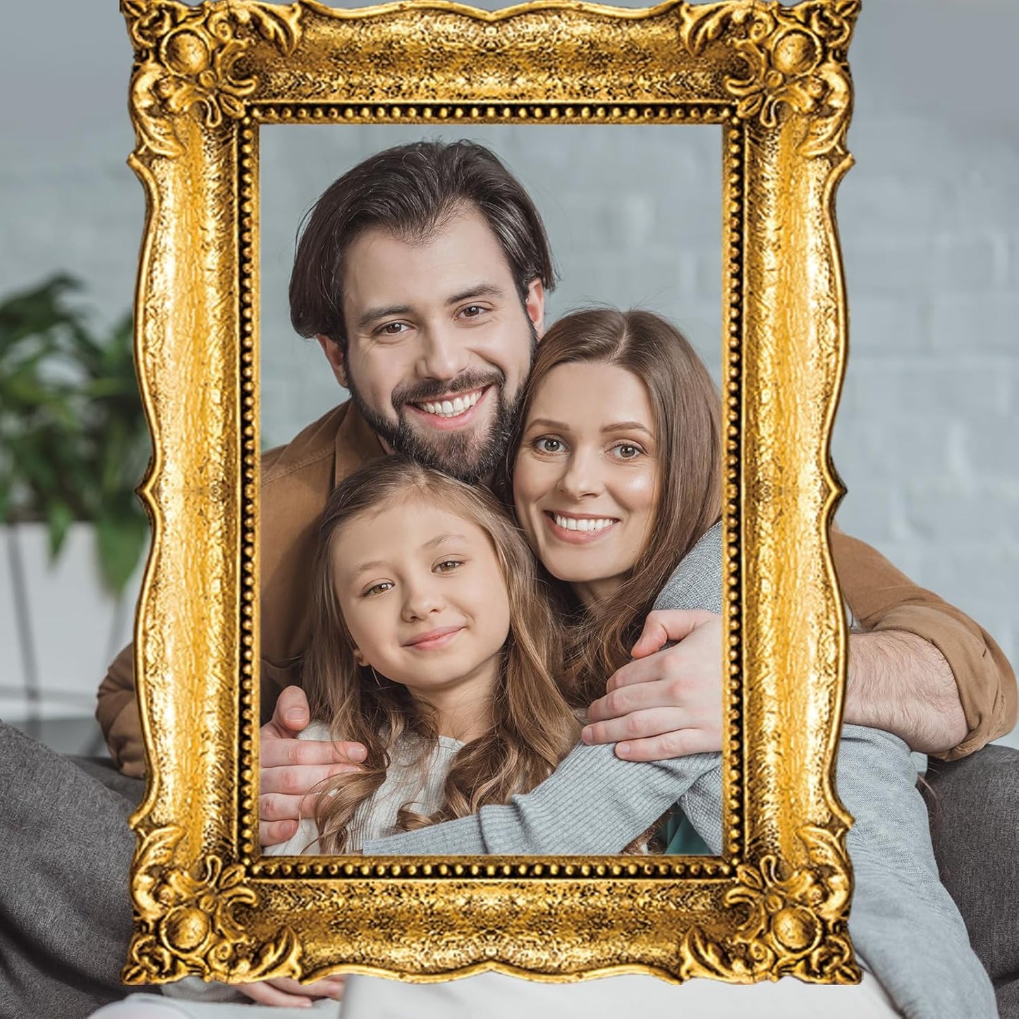 Upgraded 32 x 24 Inch Large Photo Booth Props Picture Frame Vintage Photo Frame Friends Selfie Props for Wedding Mexico Birthday Bachelorette Party Supplies(Gold Style)