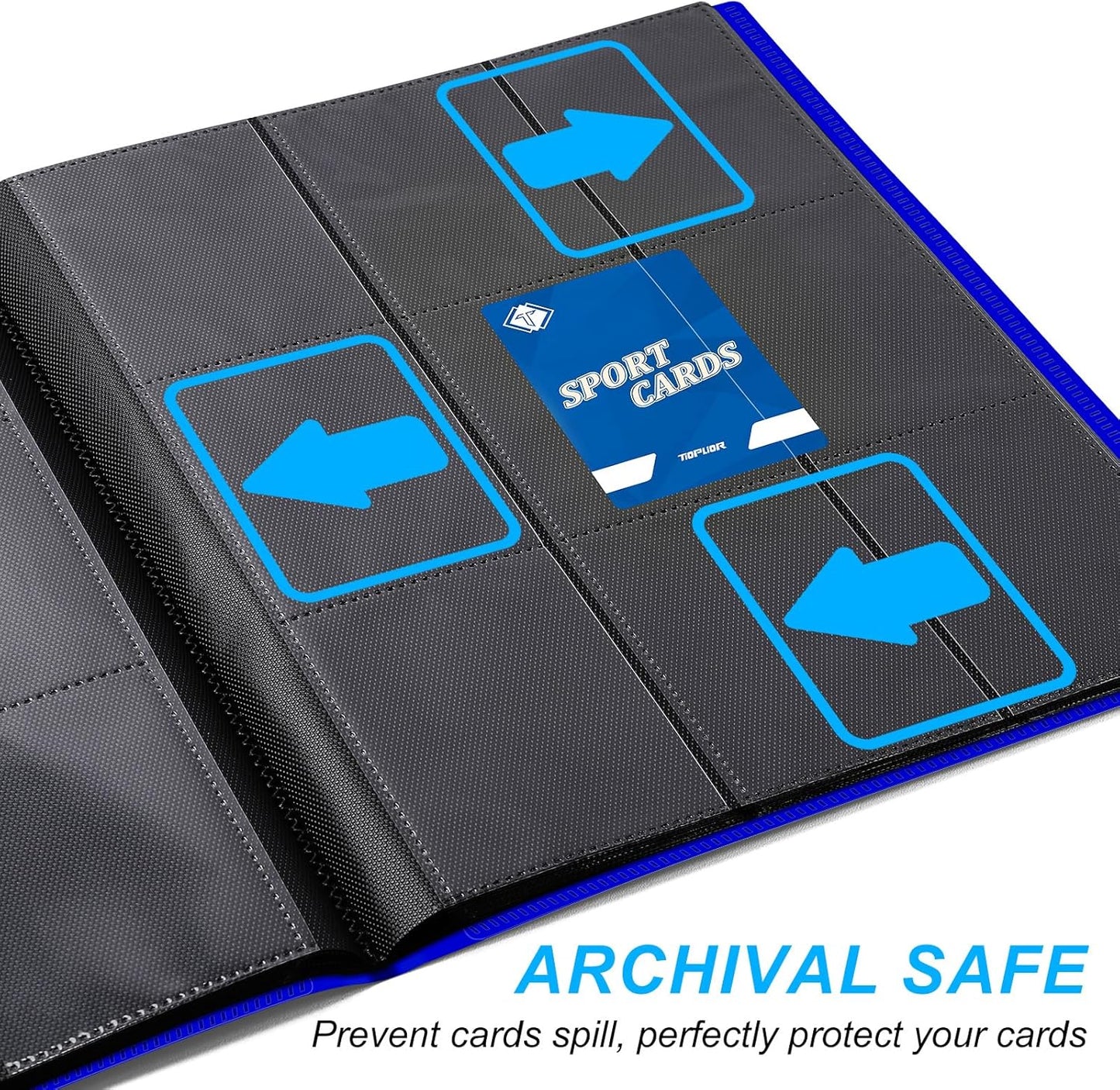 Trading Card Folder Album 9 Pocket Card Album Binder, Card Collectors Album with 360 Side Loading Pocket Binder Fit for MTG Commander TCG Game Cards, Sports Cards(Navy Blue)