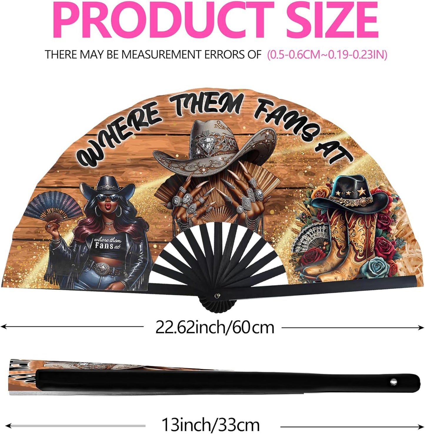 Boots On The Ground Hand Fan,Where Them Fans At Folding Fans,Clapping Clacking Fans For Line Dancing Unique Oriainal Pattern for Party Props Perfect Gifts for Line Dance Lover (Style 3)