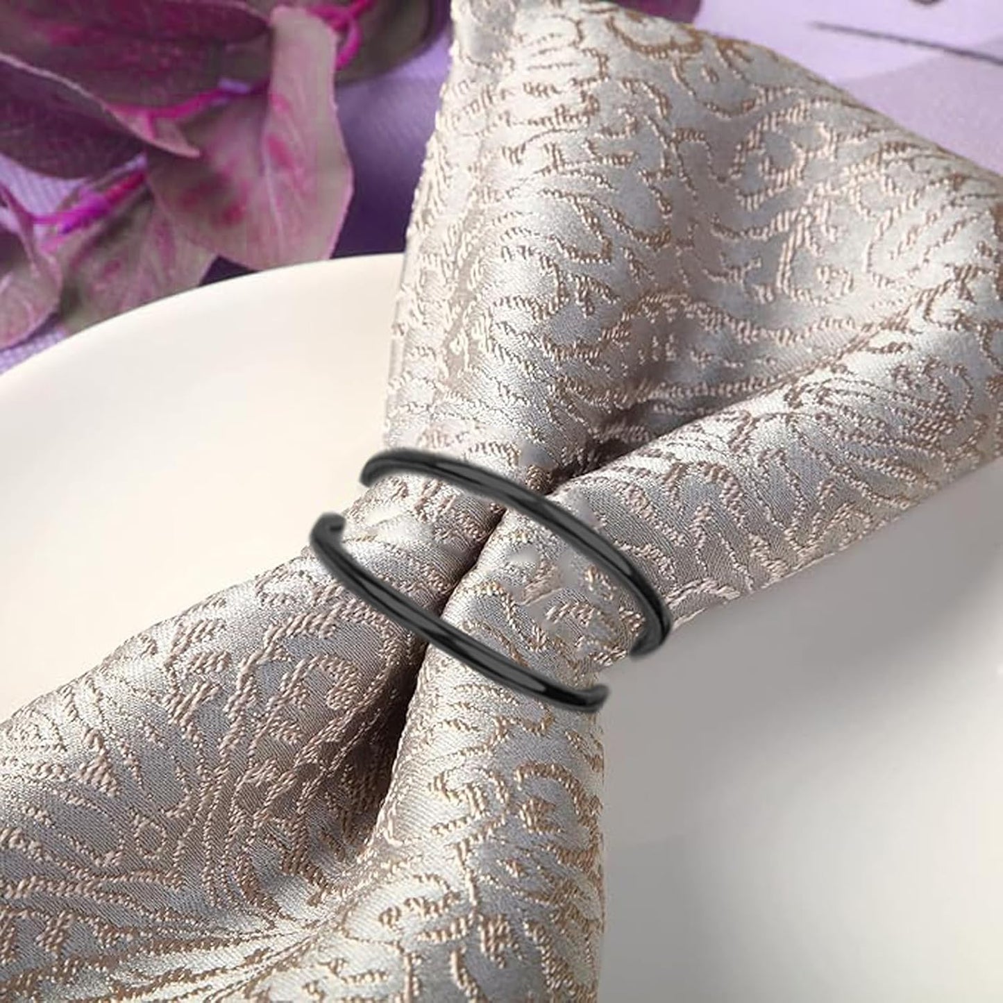 Black Napkin Rings - 12 PCS Metal Spiral Napkin Rings(Spiral) Napkin Holders Buckles for Family Dinner, Wedding, Party,Table Decorations