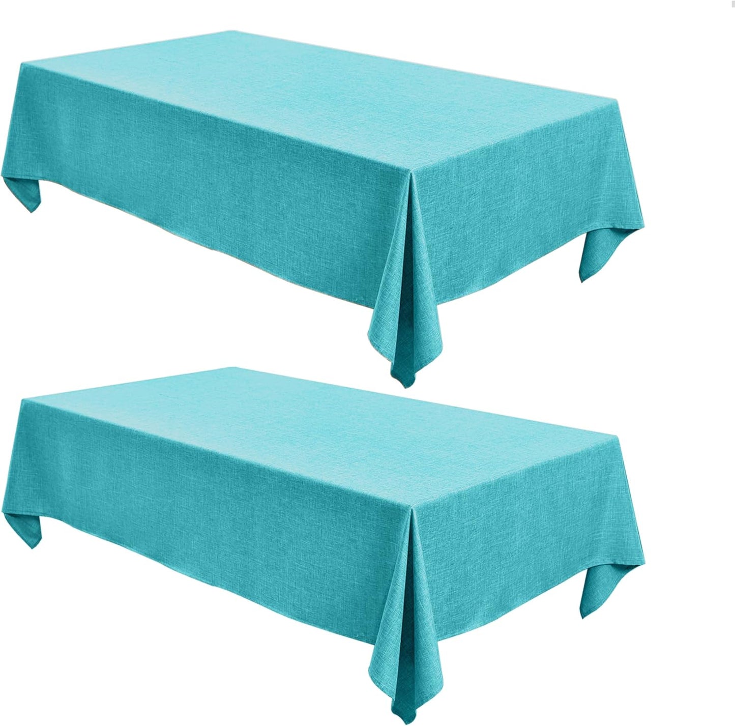 Fitable Faux Linen Tablecloths for Rectangle Tables: Water & Stain Resistant Farmhouse Table Cloth, Washable Burlap Textured Table Covers for Kitchen Dining Party(2 Pack, 60x120 Inch, Teal)