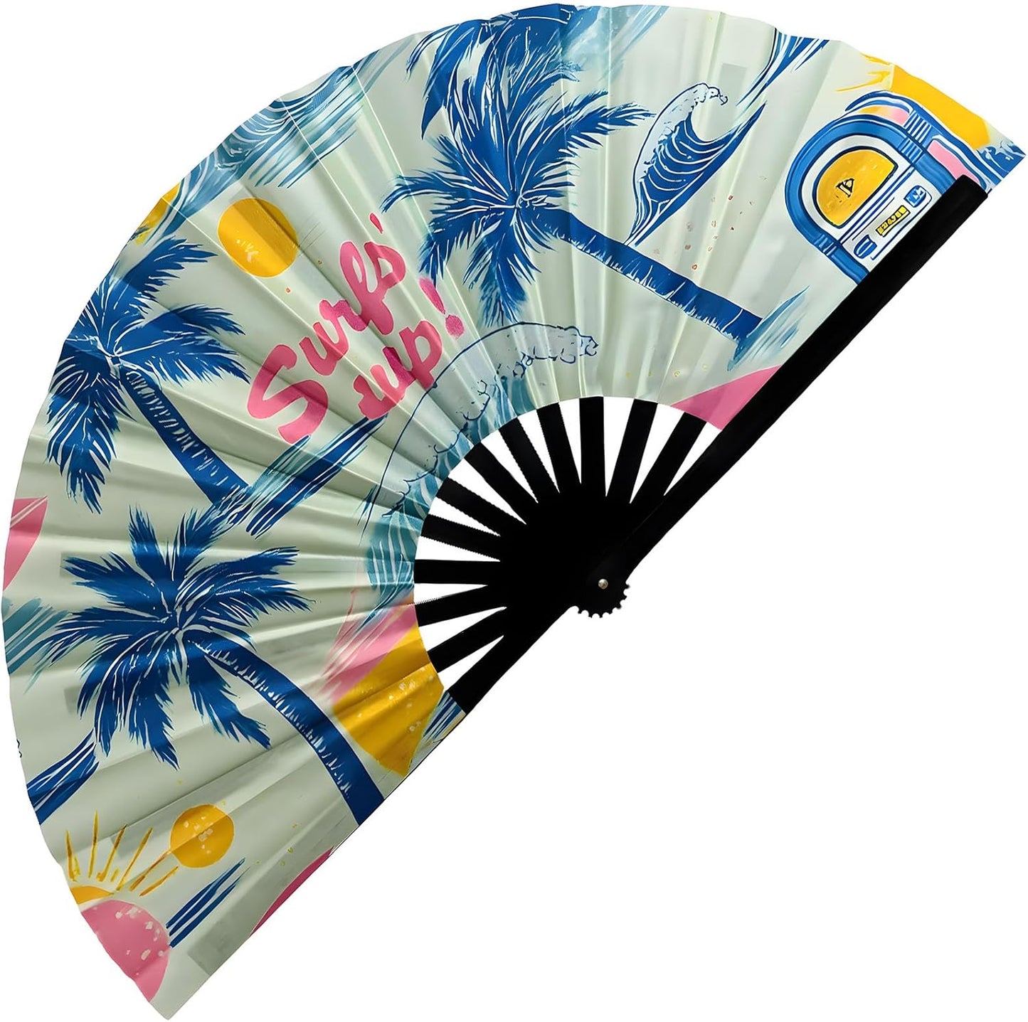 Large Folding Rave Fan Boots On The Ground Hand Fan Clacking Fans for Line Dancing Clack Fan for Raves, Concert, Festivals, Party, Gifts, Performance (Surf)