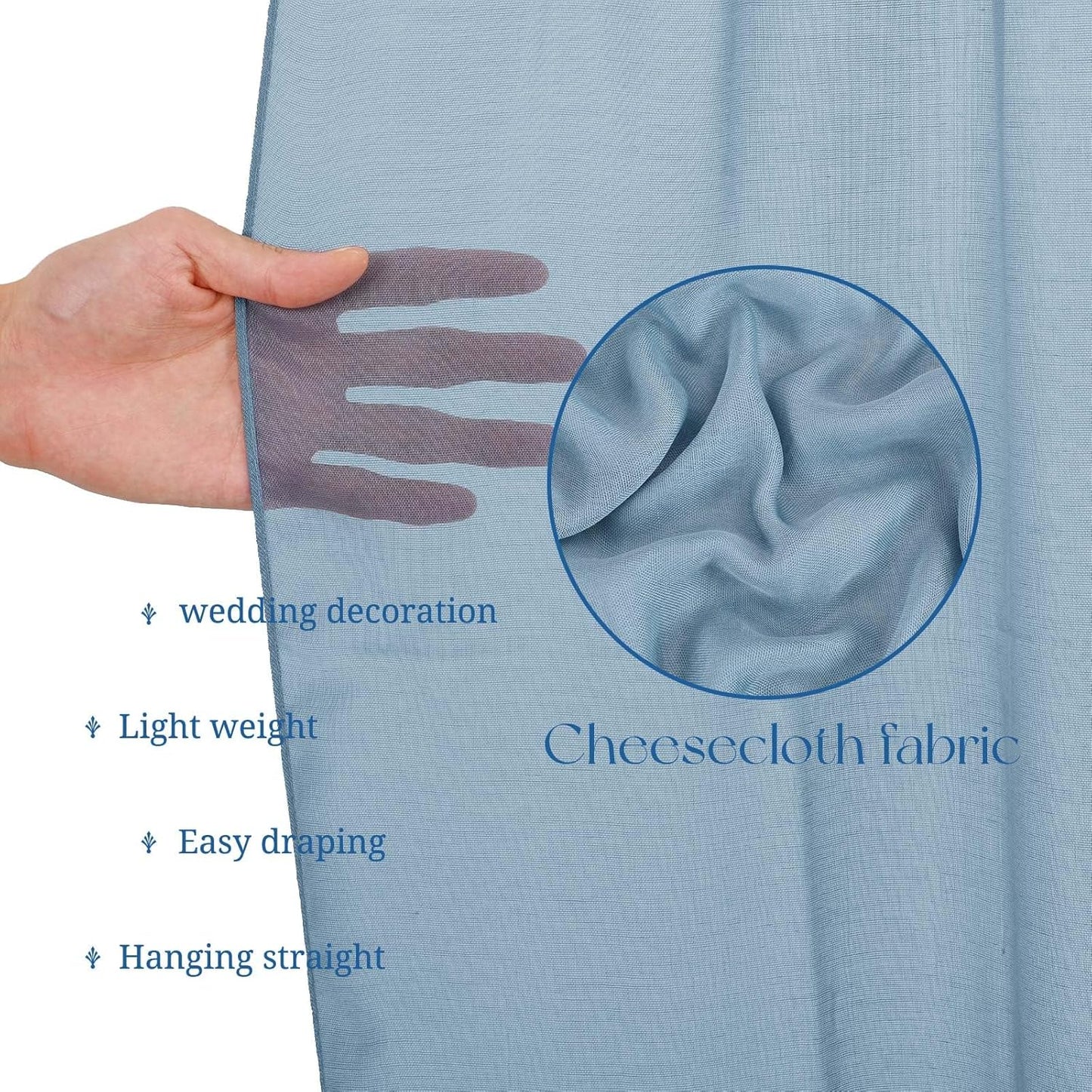 6 Panels Dusty Blue Ceiling Drapes for Wedding, 5ftx15ft Ceiling Drapes Cheesecloth Sheer Fabric Curtain Wedding Arch Draping Fabric Romantic Ceilings Decorations for Weddings Party Ceremony Stage