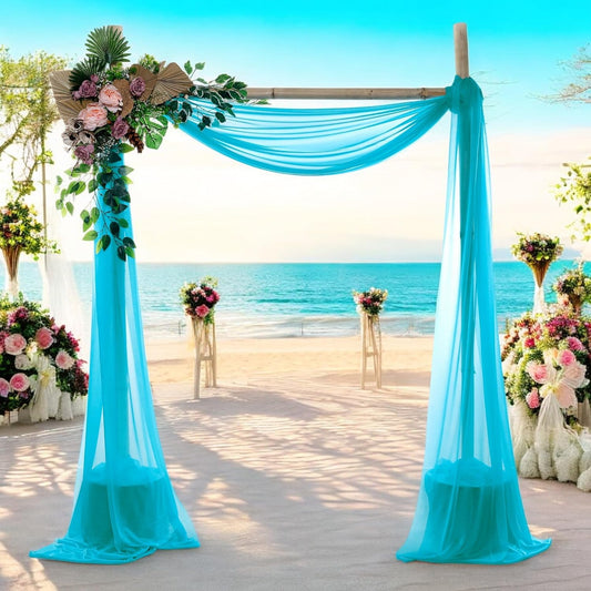 MDS Halloween Chiffon Draping Fabric - 2 Panel, 30" Wide x 30ft Long - Sheer Spooky Arbor & Canopy Drapery for Haunted House Backdrops, Party Ceilings, DIY Costumes & Themed Events - Peacock Blue