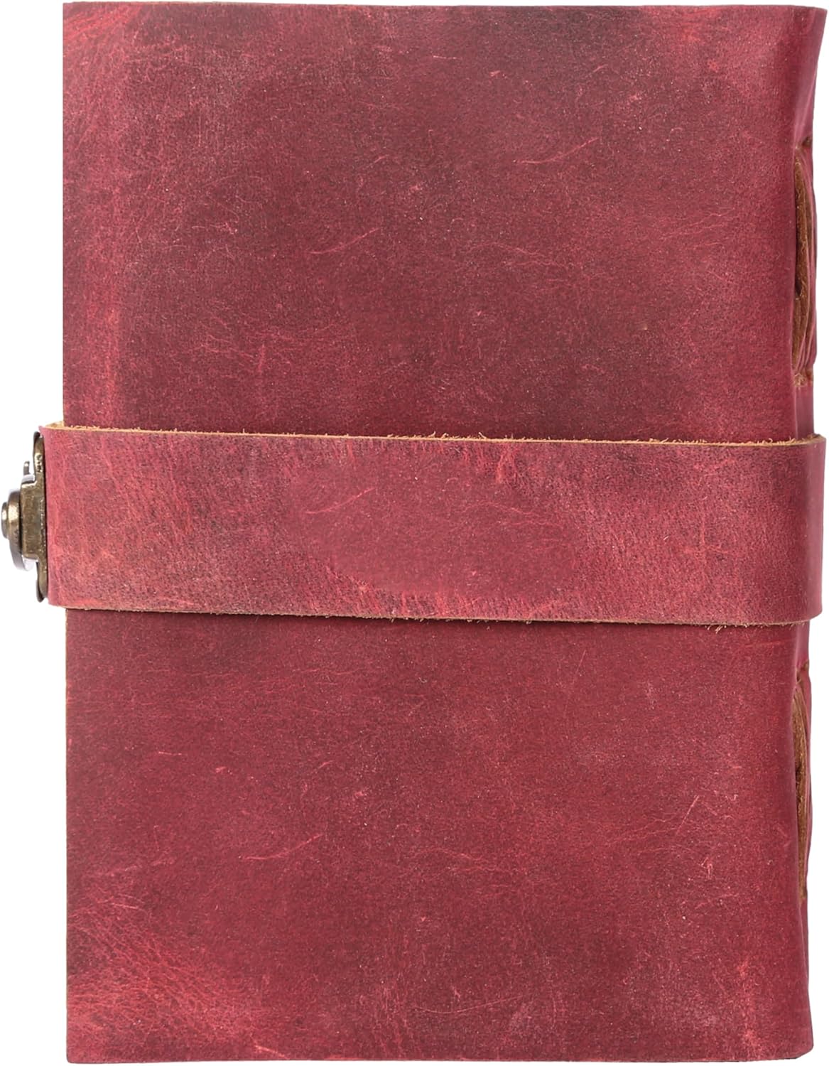 Vintage Leather Journal Handmade Buffalo Non-Refillable Deckle Edge Paper – Leather Bound Journal for Women, Men C-Lock Closure, Ideal for Writing & Travel for Artists (Solid Pink)