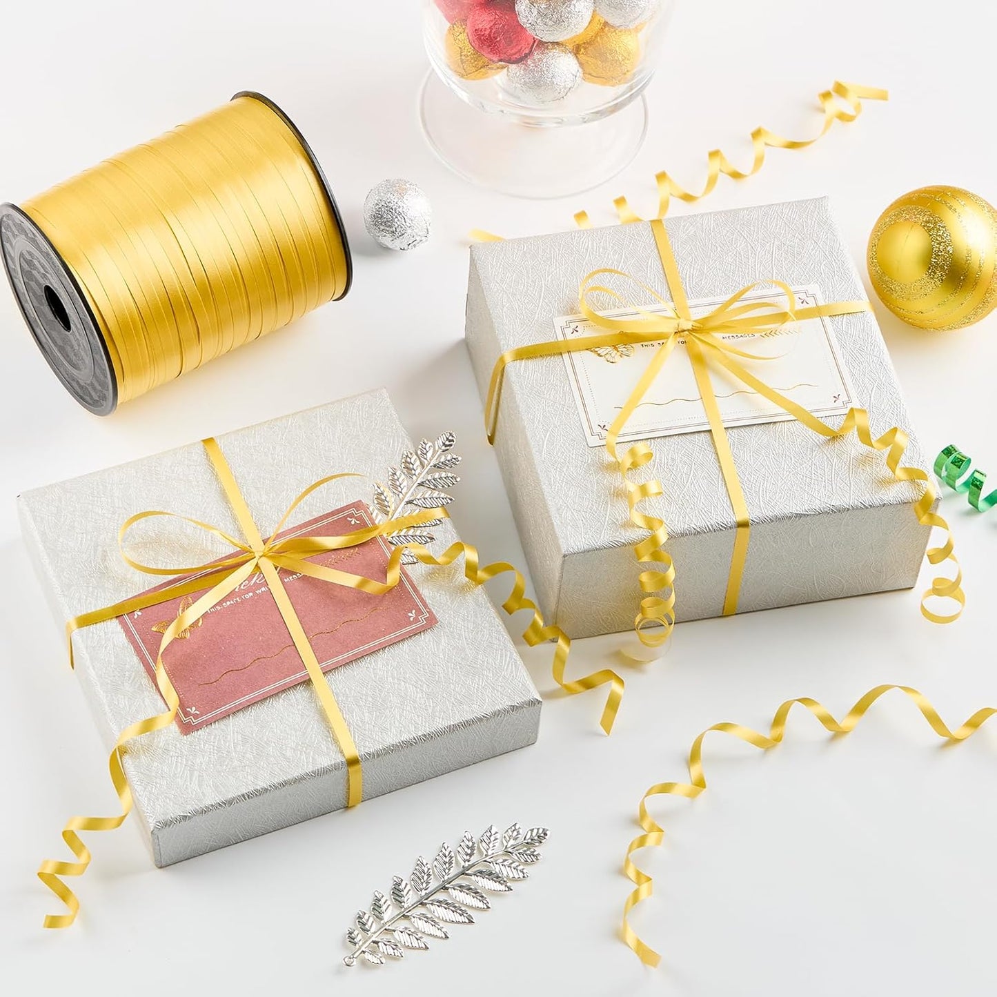 500 Yards Gold Curling Ribbon-Balloon String-Balloon Ribbon Roll for Party Decoration, Gift Wrapping, Wedding, Art Crafts, Florist Flower