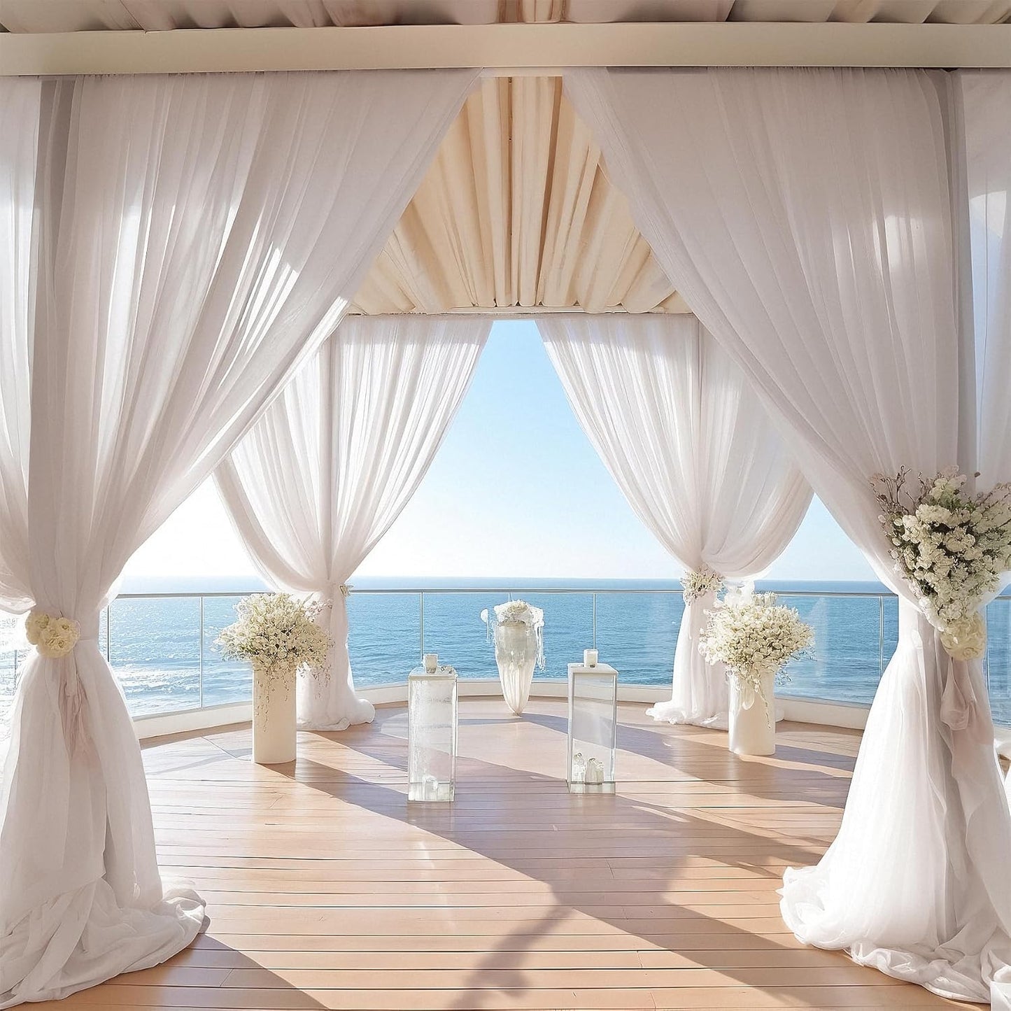 PARTISKY 10ftx10ft Taupe Chiffon Sheer Backdrop Curtains, Wrinkle-Free Wedding Backdrop Drapes for Birthday Party Ceremony Arch Stage Decor Background for Photography 5ft x 10ft,2 Panels