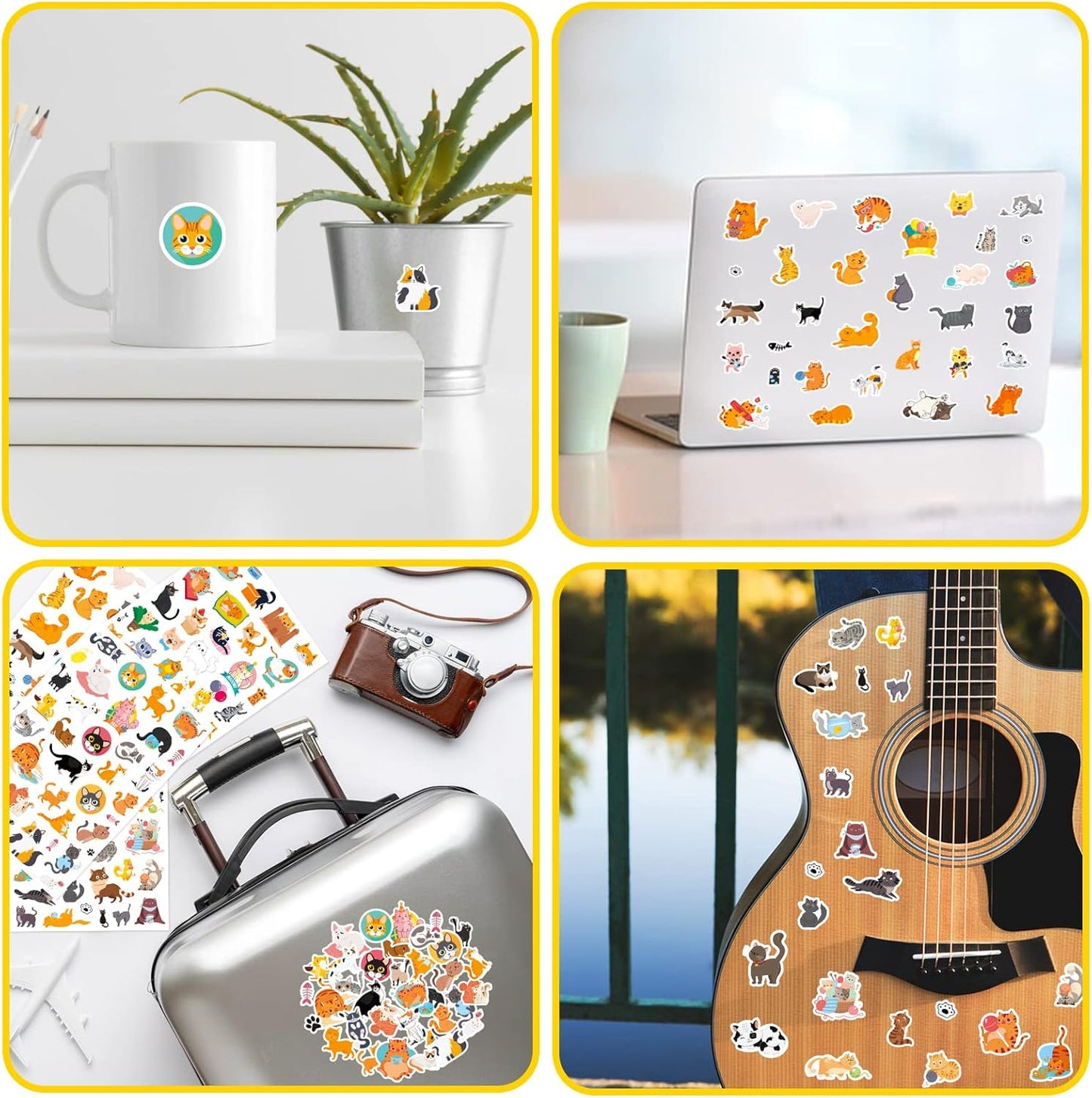 Cute Cat Stickers Kitty Decal Sticker 685 Counts Party Gifts Goodie Bags Decor Reward Animal Birthday Party Favors Vinyl Waterproof Cat Water Bottle Laptop Stickers Invitation Decor