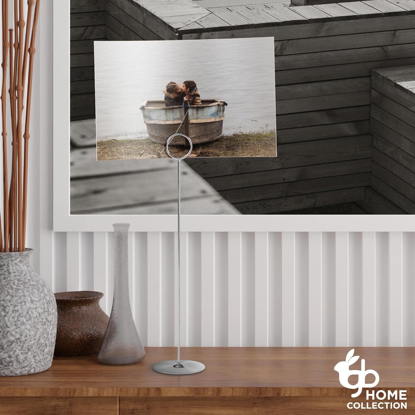 Gray Bunny Metal Table Number Holders, 12 Pack, 12 in Tall, Silver Chrome, Card Holders Tabletop Table Number Stands, Wire Clip for Restaurants Recipe Place Card Signs, Weddings, Banquets, Pictures