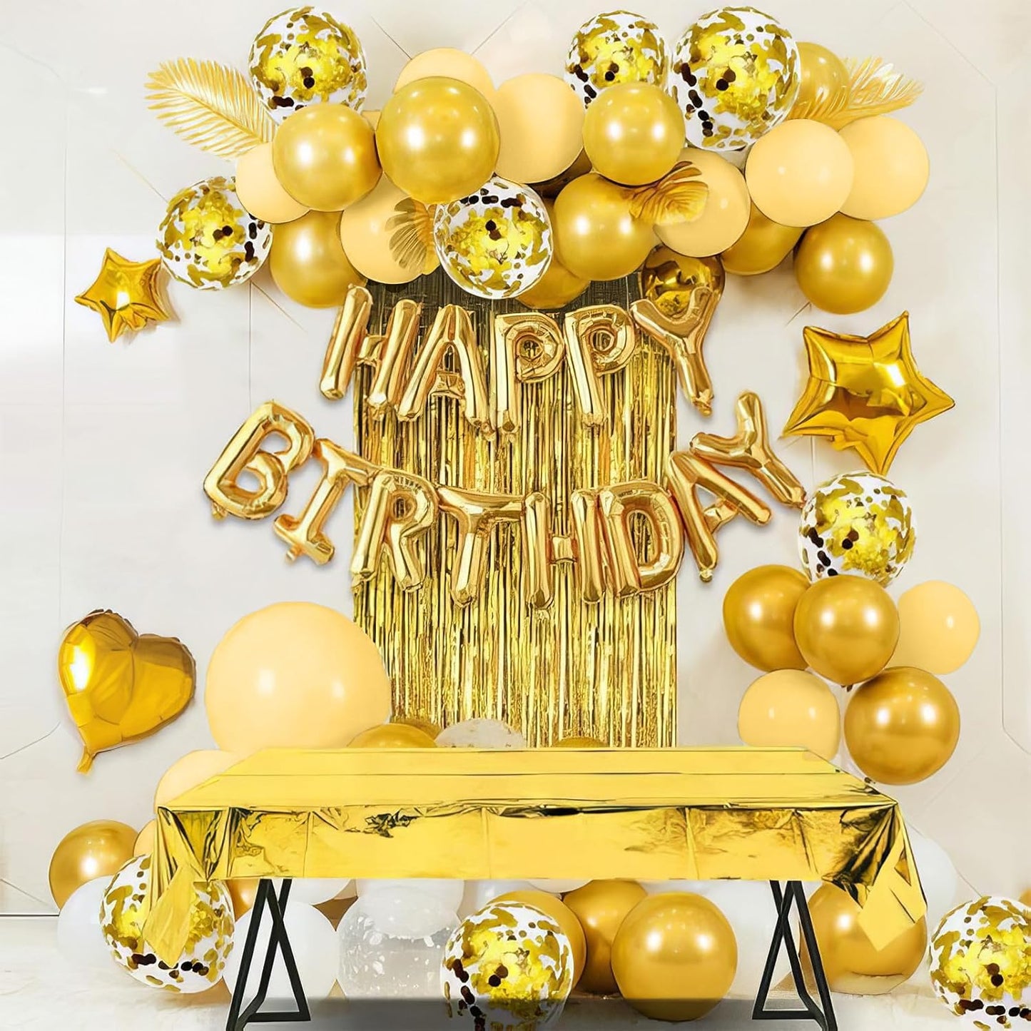 Gold Balloons, Metallic Gold Party Balloons Pearl Gold Latex Balloons Chrome Gold Confetti Balloons for Kids Adults Birthday Wedding Baby Shower Graduation Anniversary Festival Decoration