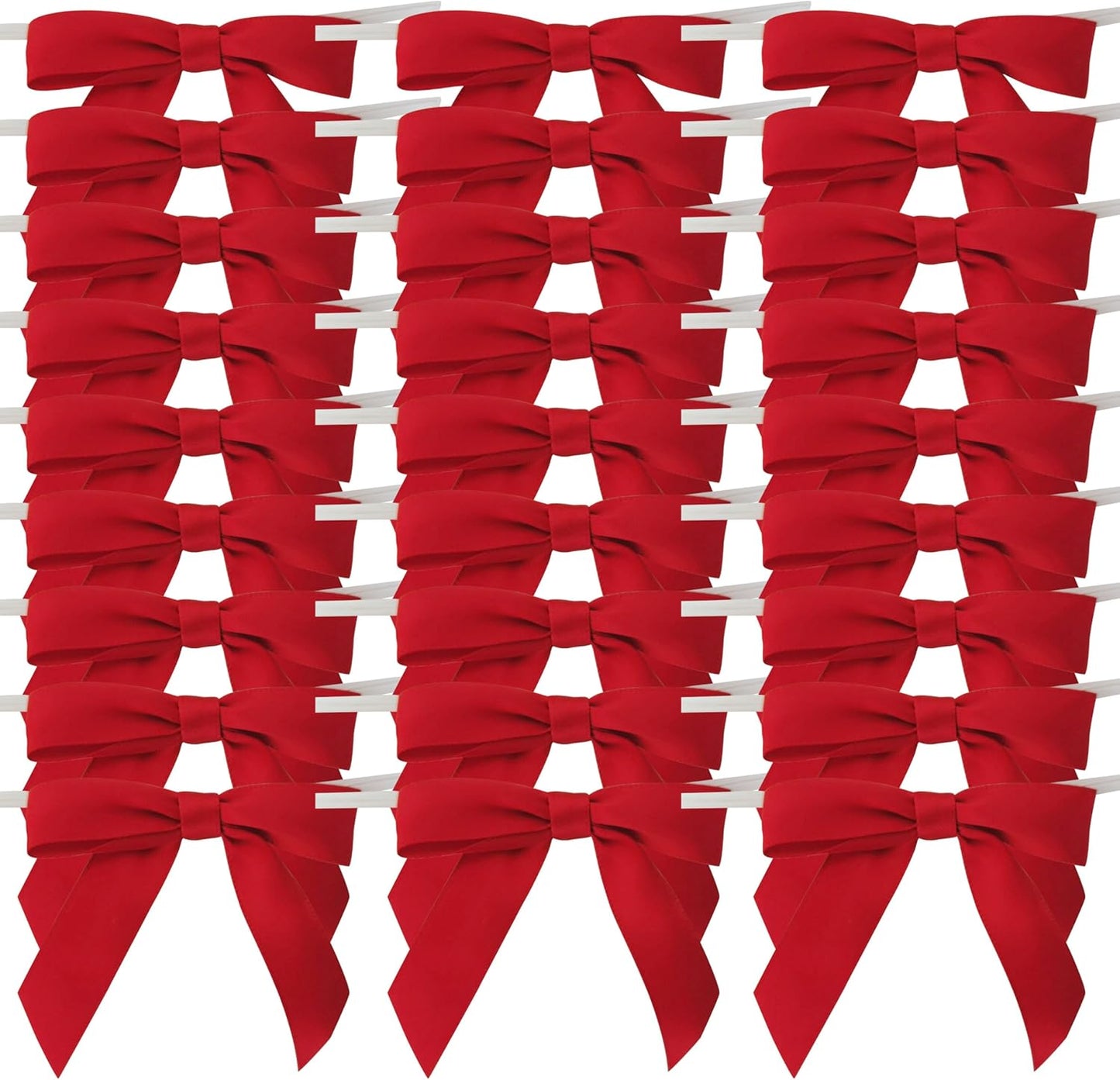 50pcs 2-1/2" Red Satin Ribbon Bows with Twist Ties for Gift Wrapping Packing Christmas Decoration (Red)