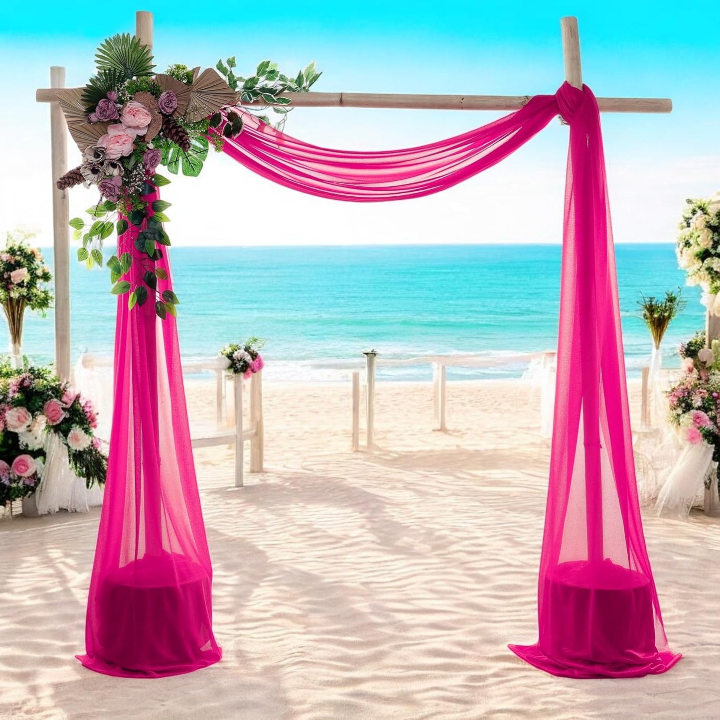 MDS Halloween Chiffon Draping Fabric - 1 Panel, 30" Wide x 20ft Long - Sheer Spooky Arbor & Canopy Drapery for Haunted House Backdrops, Party Ceilings, DIY Costumes & Themed Events - Hot Pink