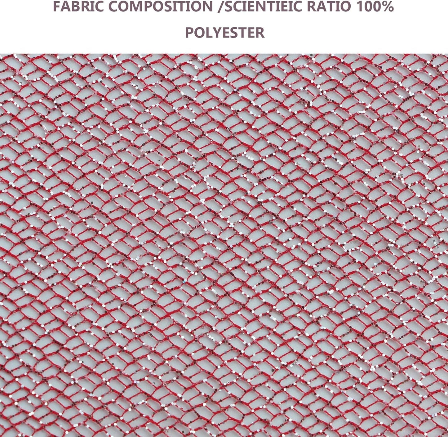 Glitter Tulle Fabric 56 Inch by 5.5 Yards Fabric Tulle Bolt for Wedding Christmas Decorations DIY White Tutu Baby Shower Table Skirt Ceiling Decor Birthday Party Craft Supplies-Red