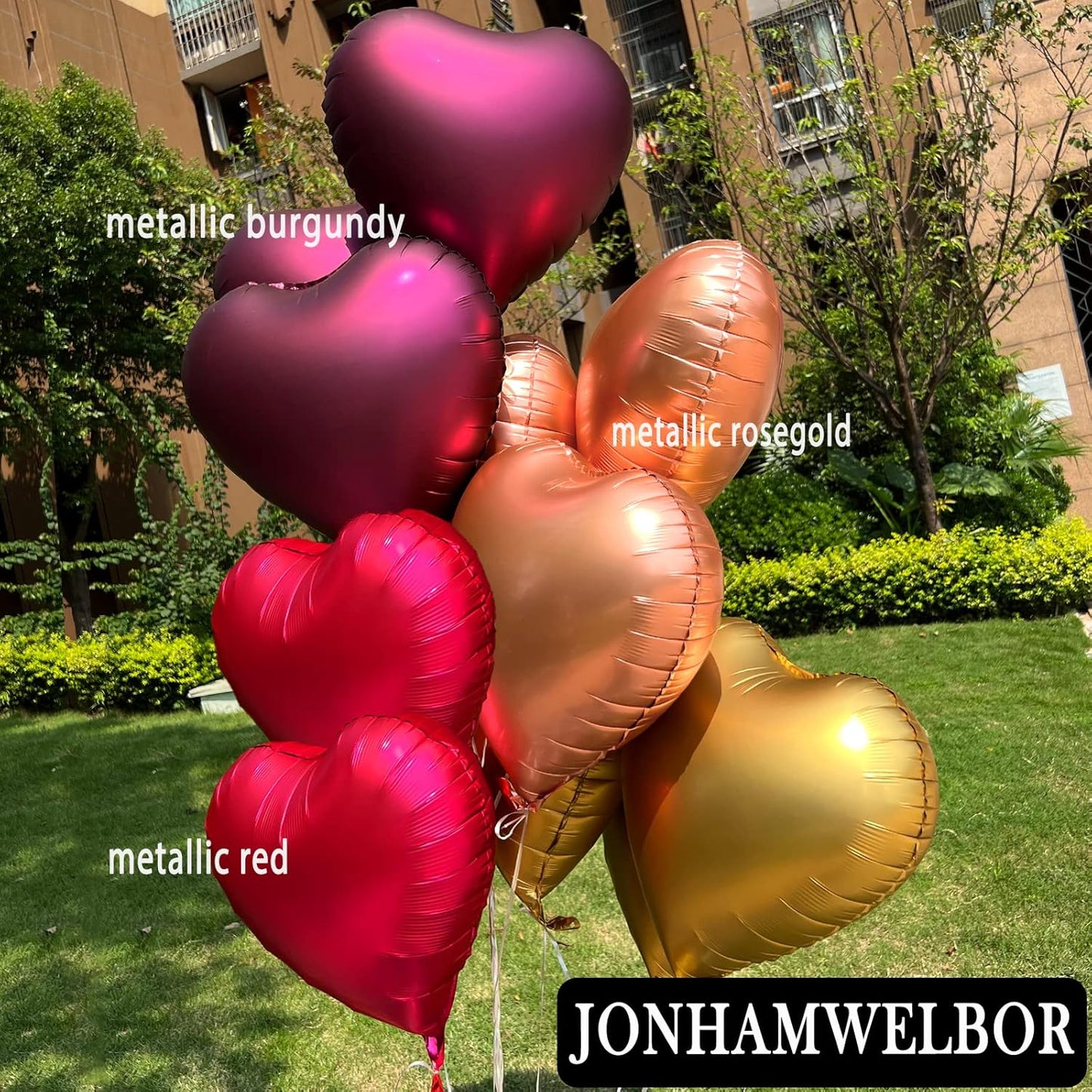 Jonhamwelbor 20Pcs 18 inch Metallic Rose Gold Foil Mylar Heart Shape Balloons Decorations Valentines Birthday Wedding Baby Shower Party (Metallic Rose Gold)
