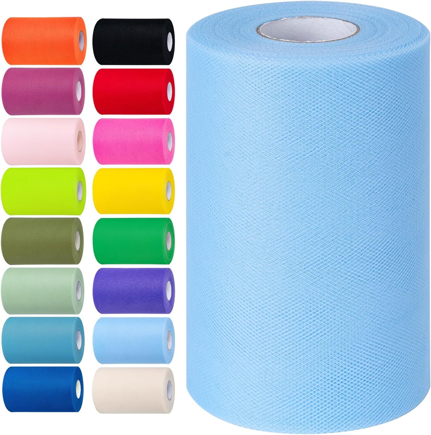 Blue Tulle Fabric Rolls 6 Inch by 100 Yards (300 feet) Tulle Roll Spool Fabric for DIY Tutu Skirt Baby Shower Birthday Party Wedding Decorations Christmas Craft Supplies (Blue)