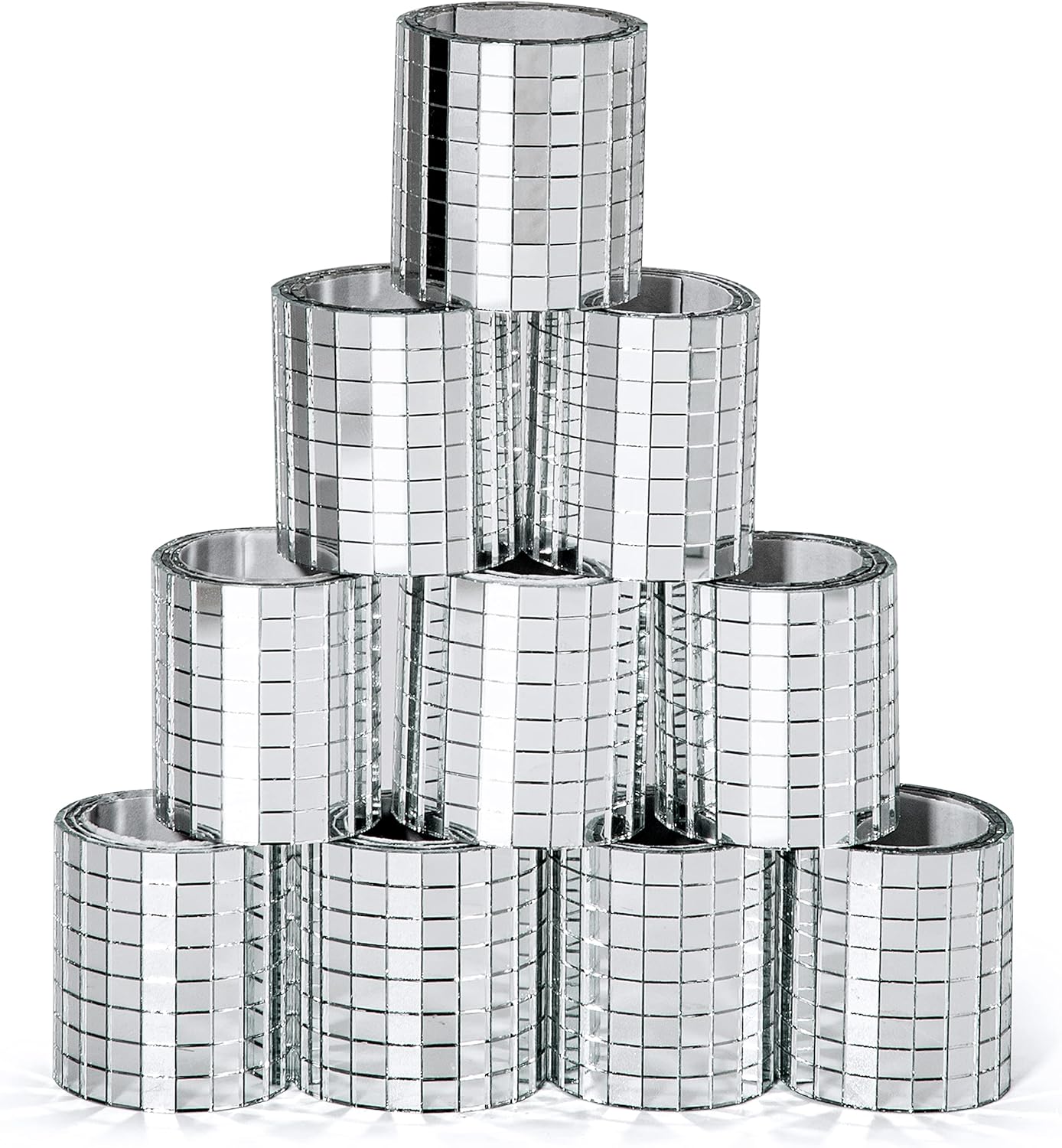 PP OPOUNT 4720 PCS Disco Ball Tiles, 5 x 5 mm Self-Adhesive Mirror Tiles for DIY Disco Balls, Mini Glass Tiles for Art Collage, Indoor Outdoor Craft Decoration(Silver)