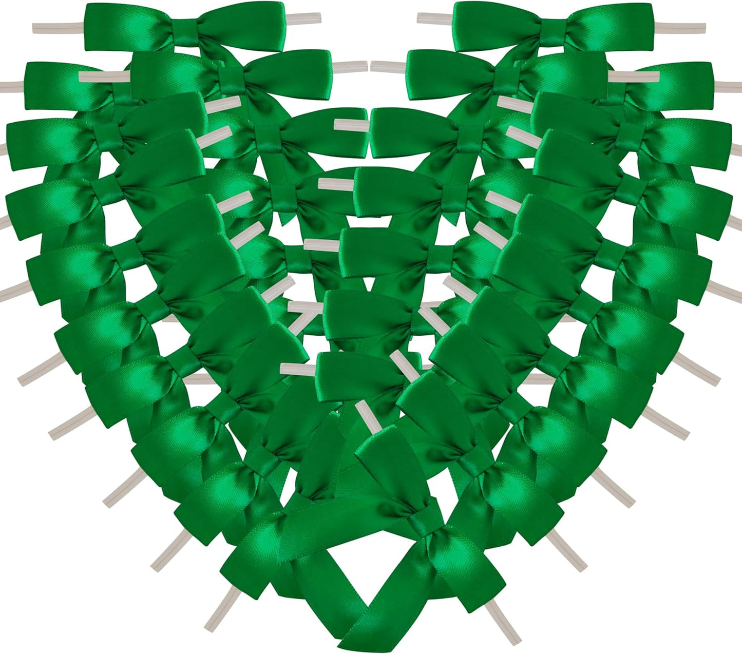 50pcs 2-1/2" Green Satin Ribbon Bows with Twist Ties for Gift Wrapping Packing Christmas Decoration (Green)