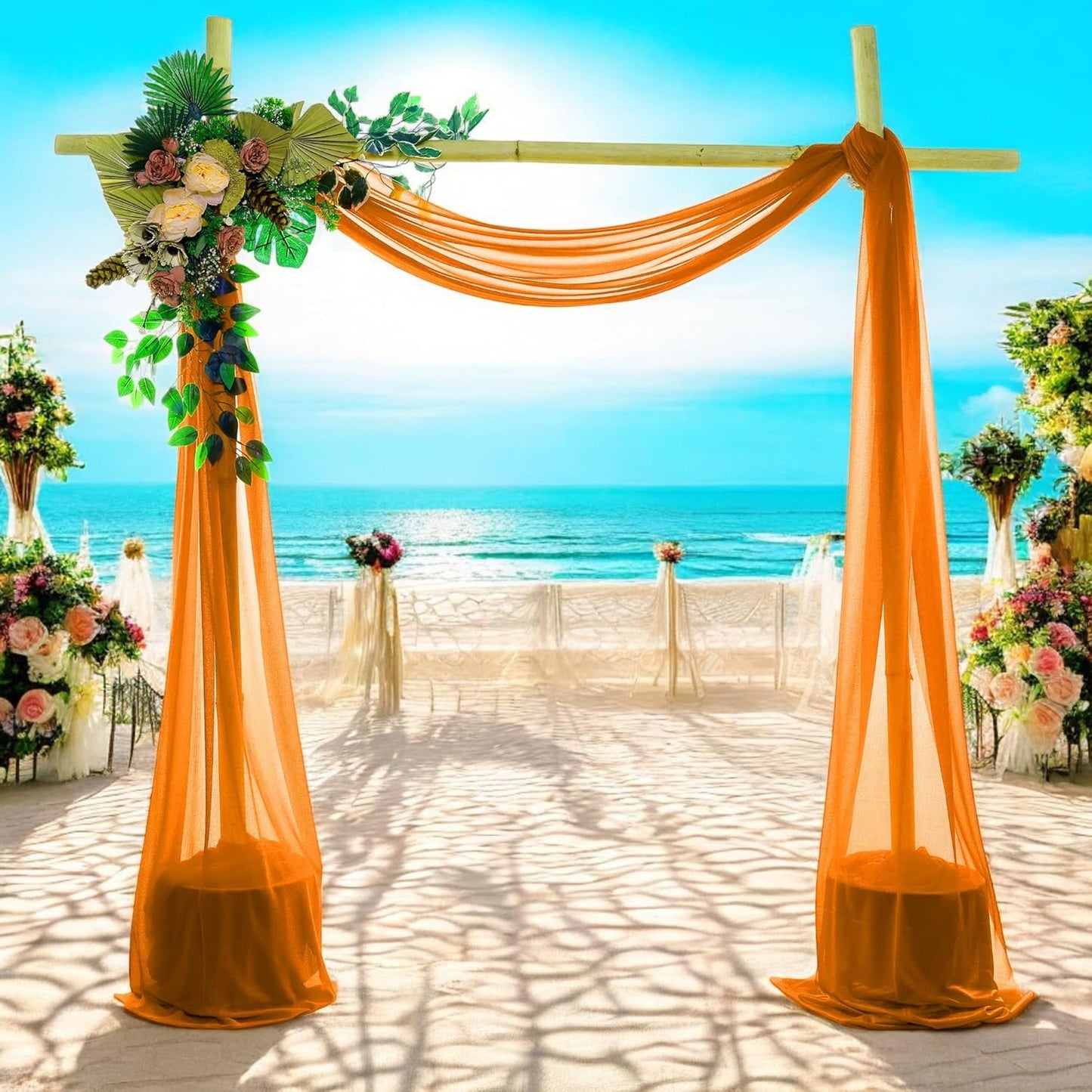 MDS Halloween Chiffon Draping Fabric - 2 Panel, 30" Wide x 75ft Long - Sheer Spooky Arbor & Canopy Drapery for Haunted House Backdrops, Party Ceilings, DIY Costumes & Themed Events - Orange