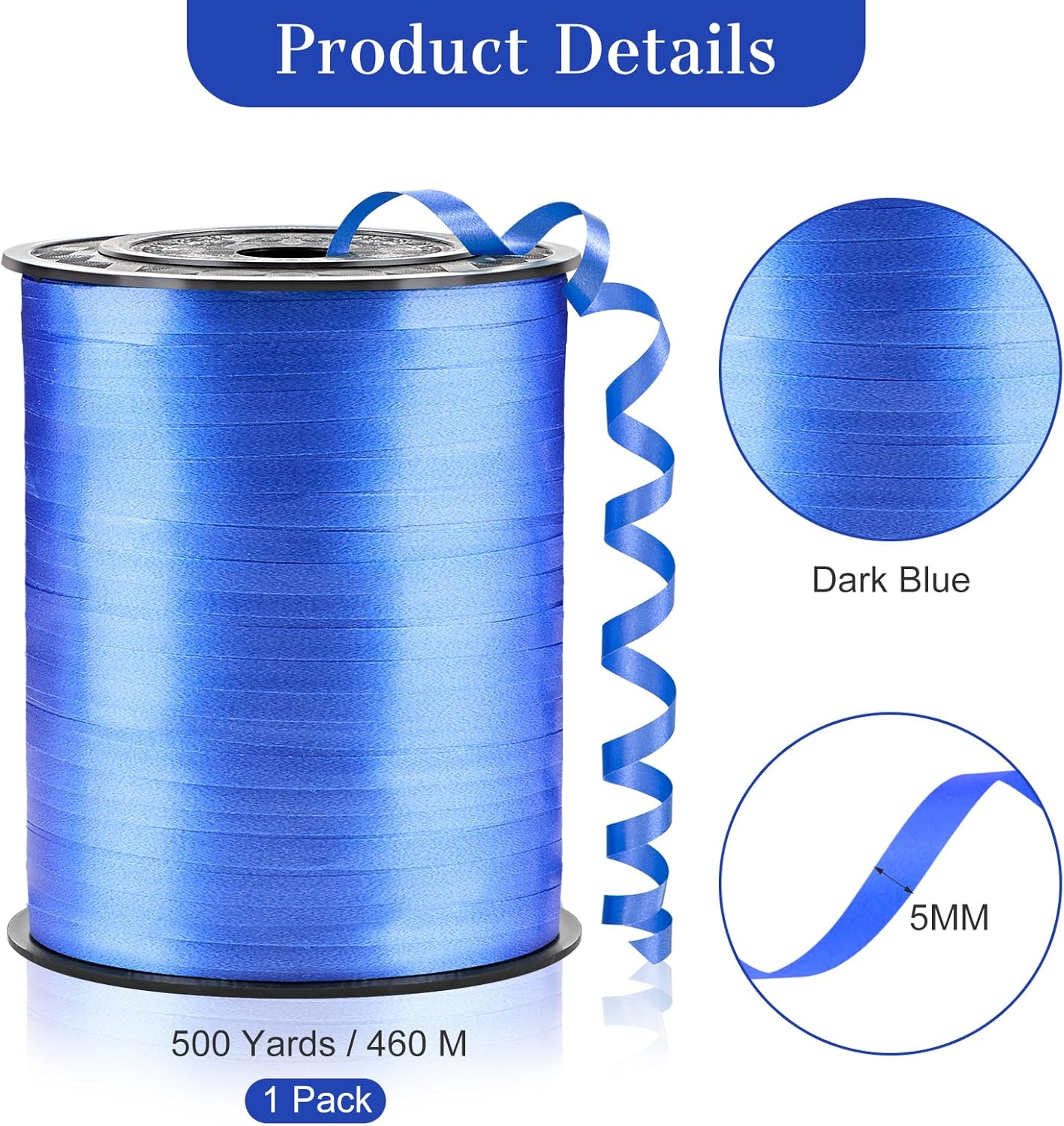 500 Yards Dark Blue Curling Ribbon-Balloon String-Balloon Ribbon Roll for Party Decoration, Gift Wrapping, Wedding, Art Crafts, Florist Flower