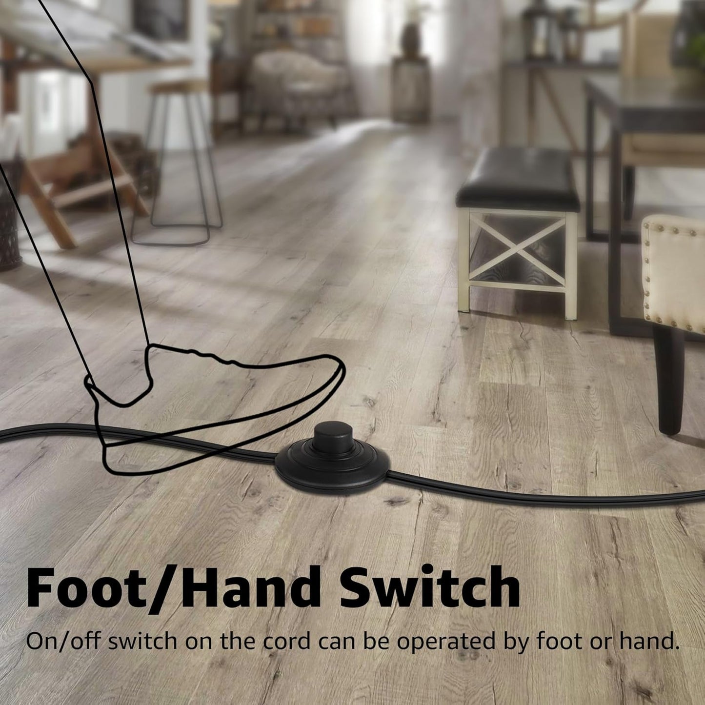 SUNVIE 2 Pack Uplighting Indoor Floor Can Light Spotlight, Up Lights Indoor Floor Spotlight with 2700K GU10 Bulbs, 5W Spot Lights for Plant Picture, 5.9 FT Plug Cord & Foot Switch