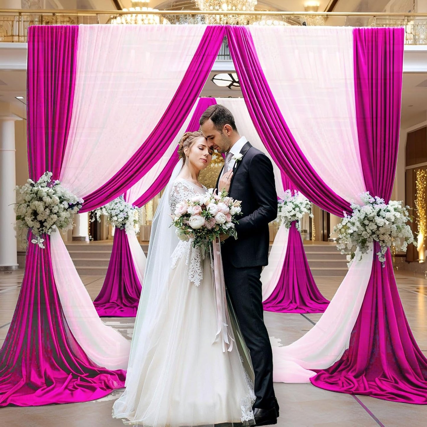 10 x 7 Feet Rose Red Backdrop Curtain for Partie, Background Curtains for Photoshoot, Birthday, Wedding, Halloween, Thanksgiving, Christmas Day, New Year Party Decorations 5Ft x 7Ft, 2 Panels