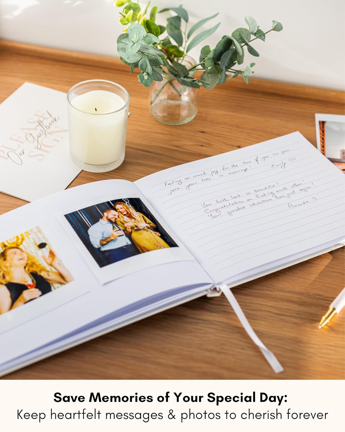 Lamare Wedding Guest Book – Elegant Guest Book for Party, Baby Shower Guest Book & Polaroid Guest Book for Wedding