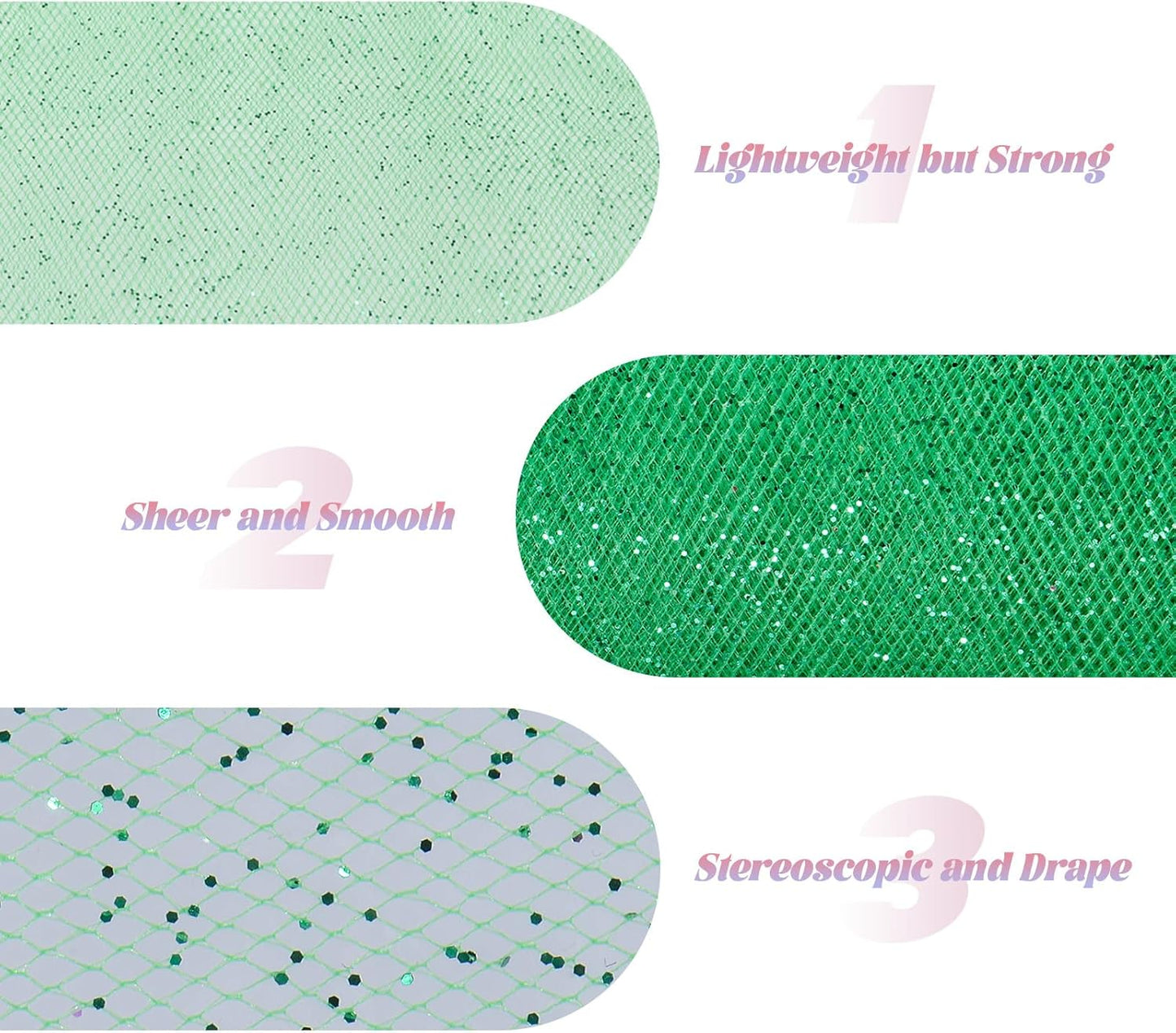 Glitter Tulle Rolls 6" by 50 Yards - Sparkle Fabric Ribbon With Sequins for DIY Tutu Skirt, Wedding, Birthday Party Decoration (Green)