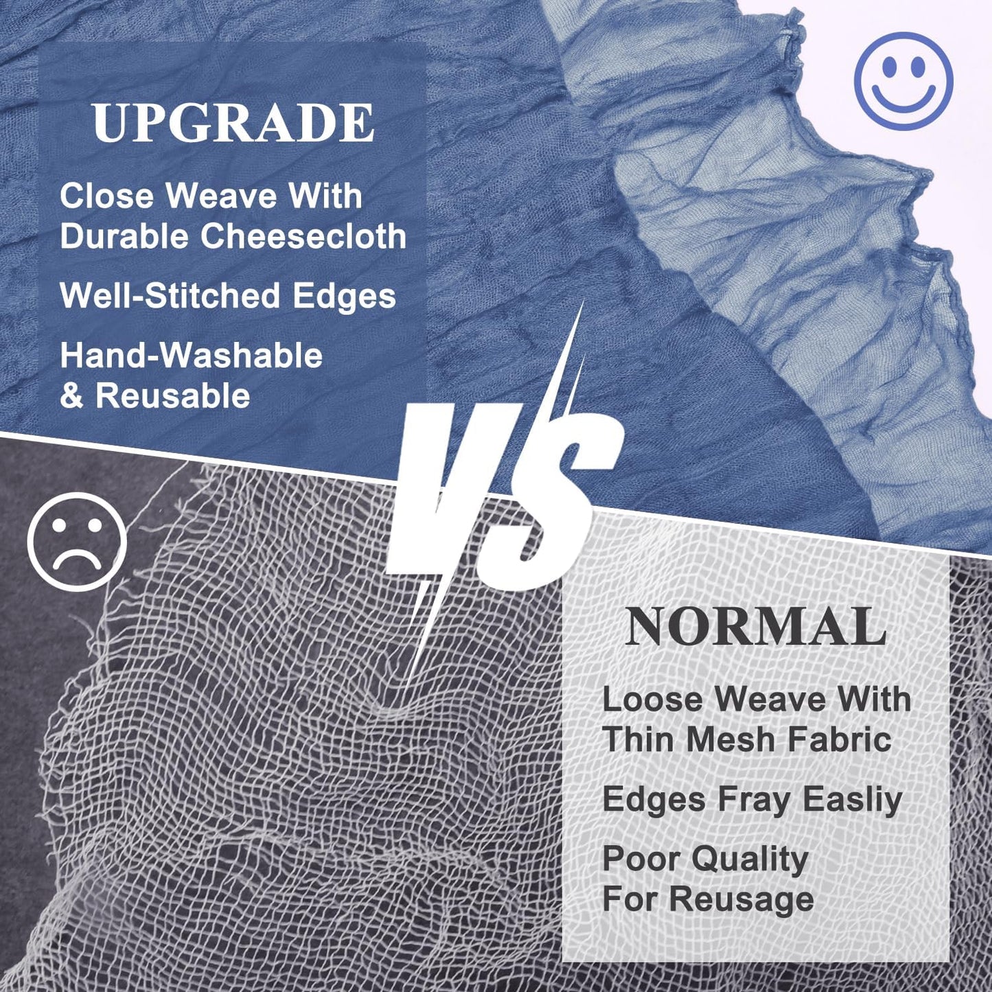 Asee'm 3pcs Cheesecloth Table Runner 120 Inches Long Blue Boho Gauze Cheese Cloth Runner 10FT Rustic Sheer Table Runners for Christmas Wedding Party Baby Shower Spring Easter Decoration