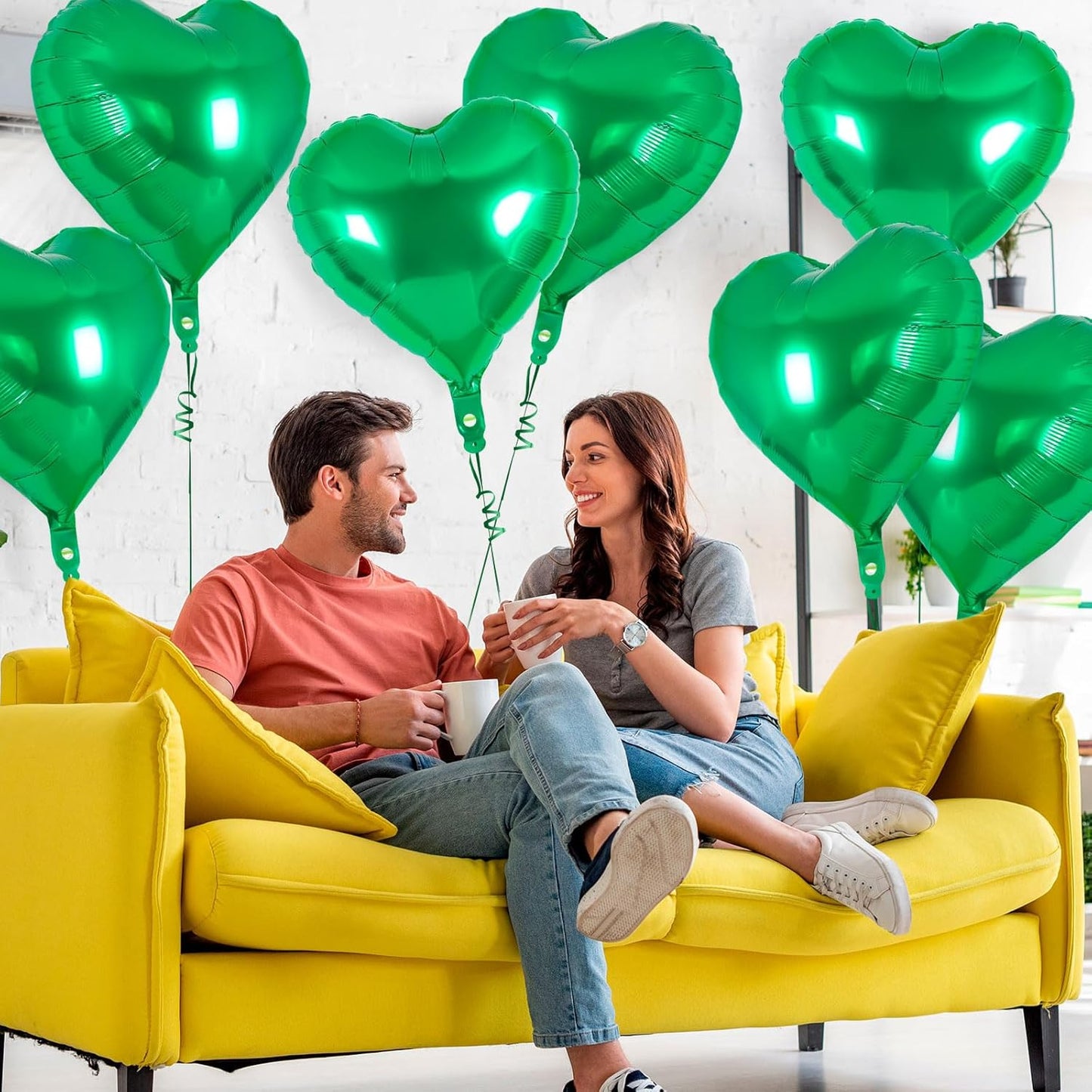 24 Pcs Green Heart Balloons,18 inch Heart Shape Foil Balloons Love Balloons Valentine Balloons for Birthday Party Wedding Engagement Party Baby Shower Valentine Day Decorations (Green)