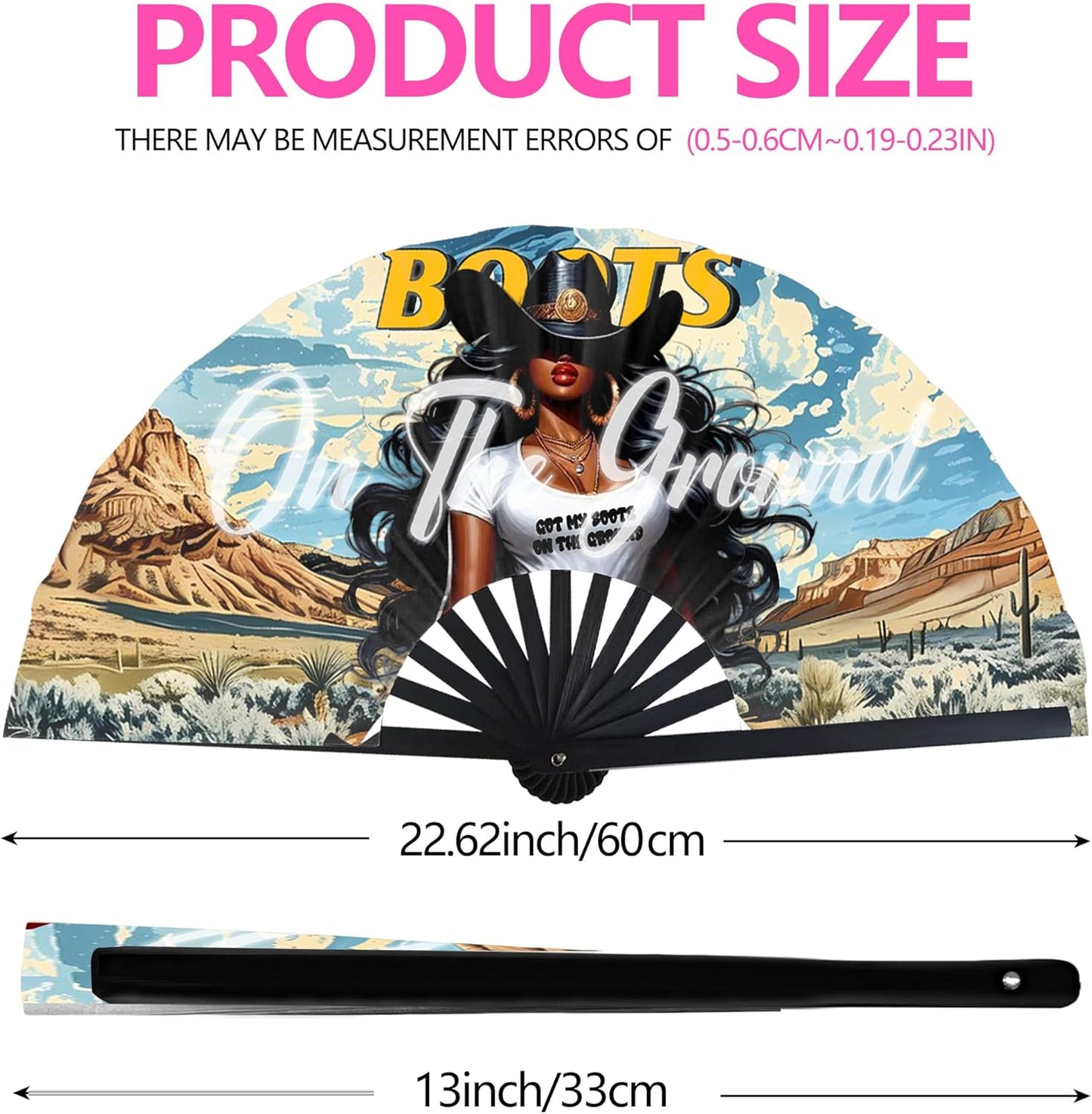 Boots On The Ground Hand Fan,Where Them Fans At Folding Fans,Clapping Clacking Fans For Line Dancing Unique Oriainal Pattern for Party Props Perfect Gifts for Line Dance Lover (Style 7)