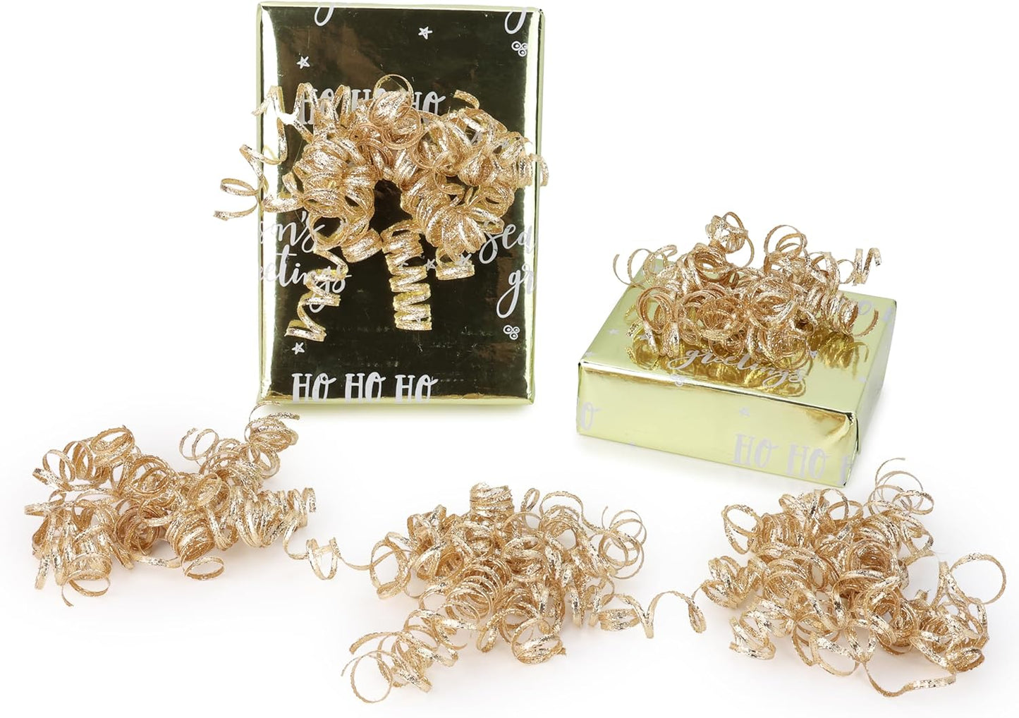 6" Metallic Champagne Christmas Curly Ribbon Bows for Gift Wrapping Self Adhesive Gift Bows for Holiday Decor, Baskets, Birthday, Wedding, Presents, Party Favors Decorations 6-Count