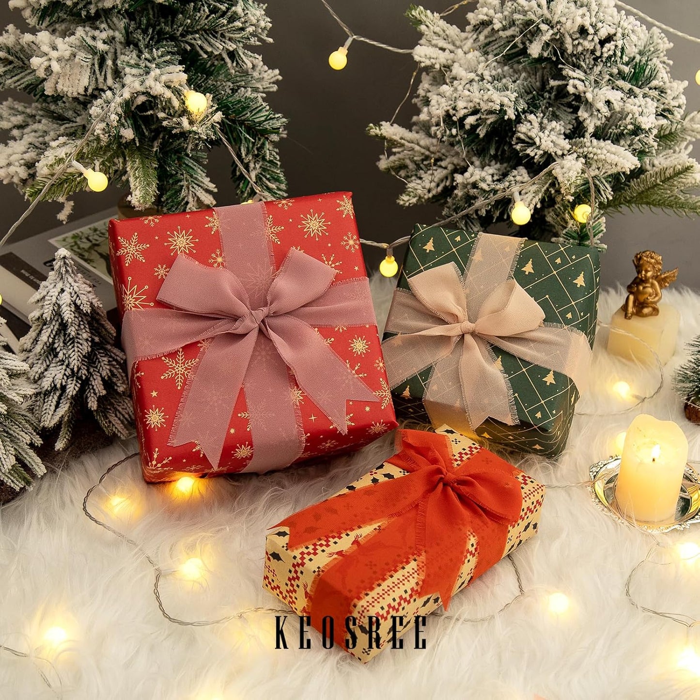 3 Rolls Light Pink Handmade Chiffon Ribbon,1.5" x 21Yd Frayed Fringe Silk Ribbons (3 Rolls *7Yd) for Gifts Wrapping, Wedding Invitations, Bridal Bouquets, Decorations