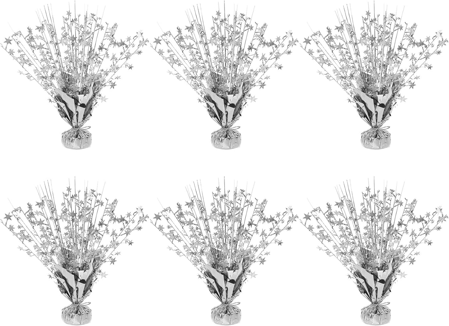 6 Pack Star Table Centerpieces for Party, Birthday Table Decorations for Kids Adults, Party Centerpieces for Tables for Wedding Baby Shower Graduation Holiday Event (Silver)