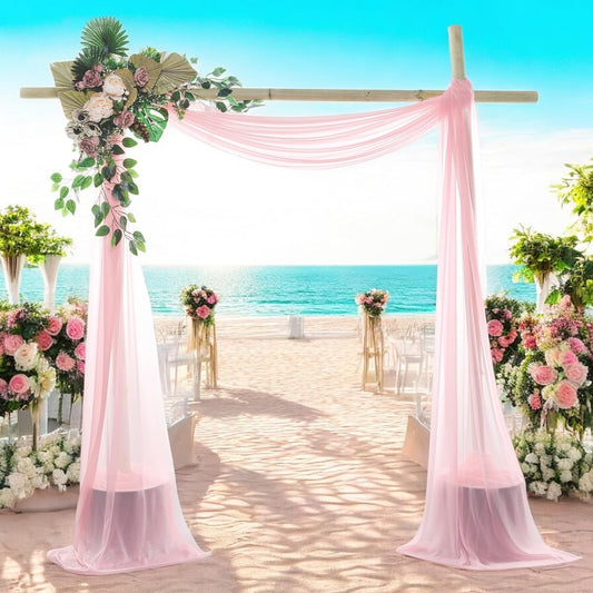 MDS Halloween Chiffon Draping Fabric - 2 Panel, 30" Wide x 50ft Long - Sheer Spooky Arbor & Canopy Drapery for Haunted House Backdrops, Party Ceilings, DIY Costumes & Themed Events - Blush Pink