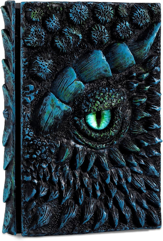 molshine A5 (7.3" x 5.1") 3D Dragon Embossed Journal,Resin Engraving Notebook,Retro Diary,100 Sheets Blank Paper,Hardcover Travel Notepad for Writing,Sketchbook,Collection,Gift,Decoration (Blue)