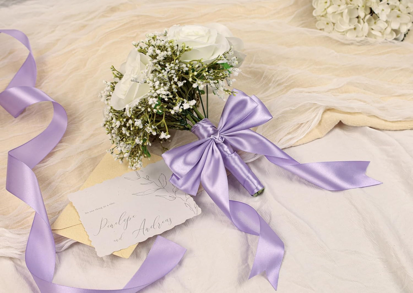 Lavender Satin Ribbon 1-1/2 inch X Continuous 50 Yards, Single Face Polyester Ribbon Perfect for Gift Wrapping, Flower Bouquet, Wedding Decor, Crafts, Bow Making, Sewing and More