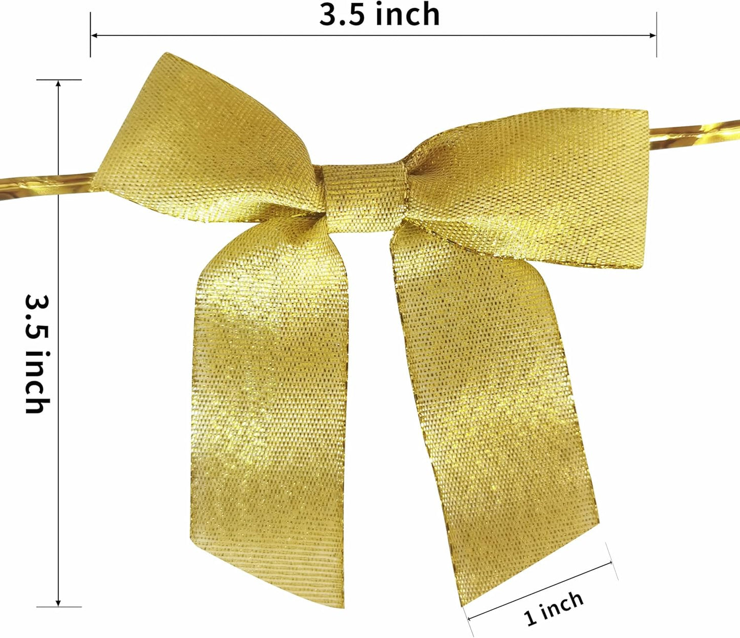 50pcs 3-1/2" Metallic Gold Satin Ribbon Bows with Twist Ties for Gift Wrapping Packing Christmas Decoration (Metallic Gold)