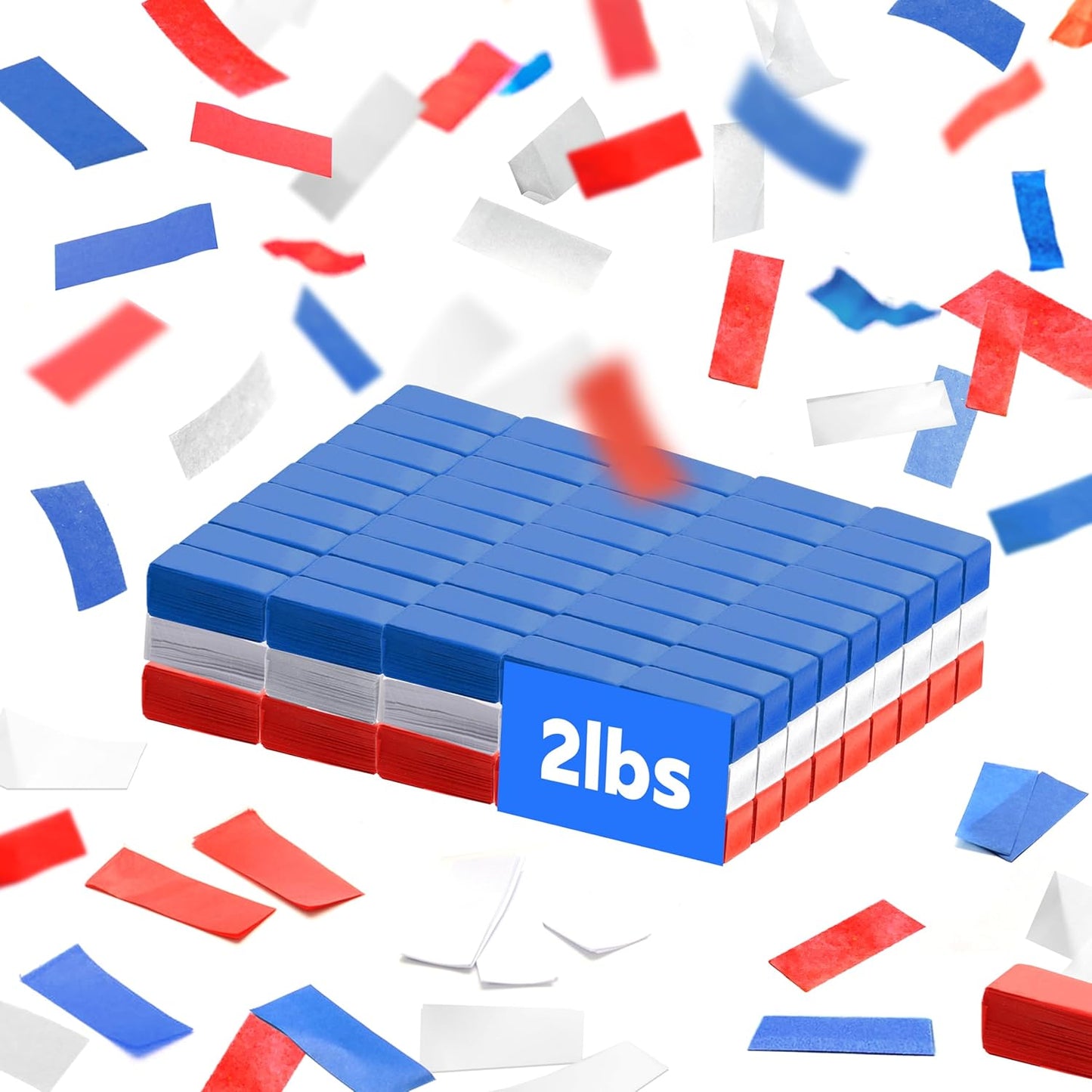 America Confetti Paper for Confetti Machine, 2.2lbs|1kg of Biodegradable Red White & Blue Light Weight Tissue Paper, Non-Staining Paper, Great for July 4th, Independence Day, Conventions, Decorations