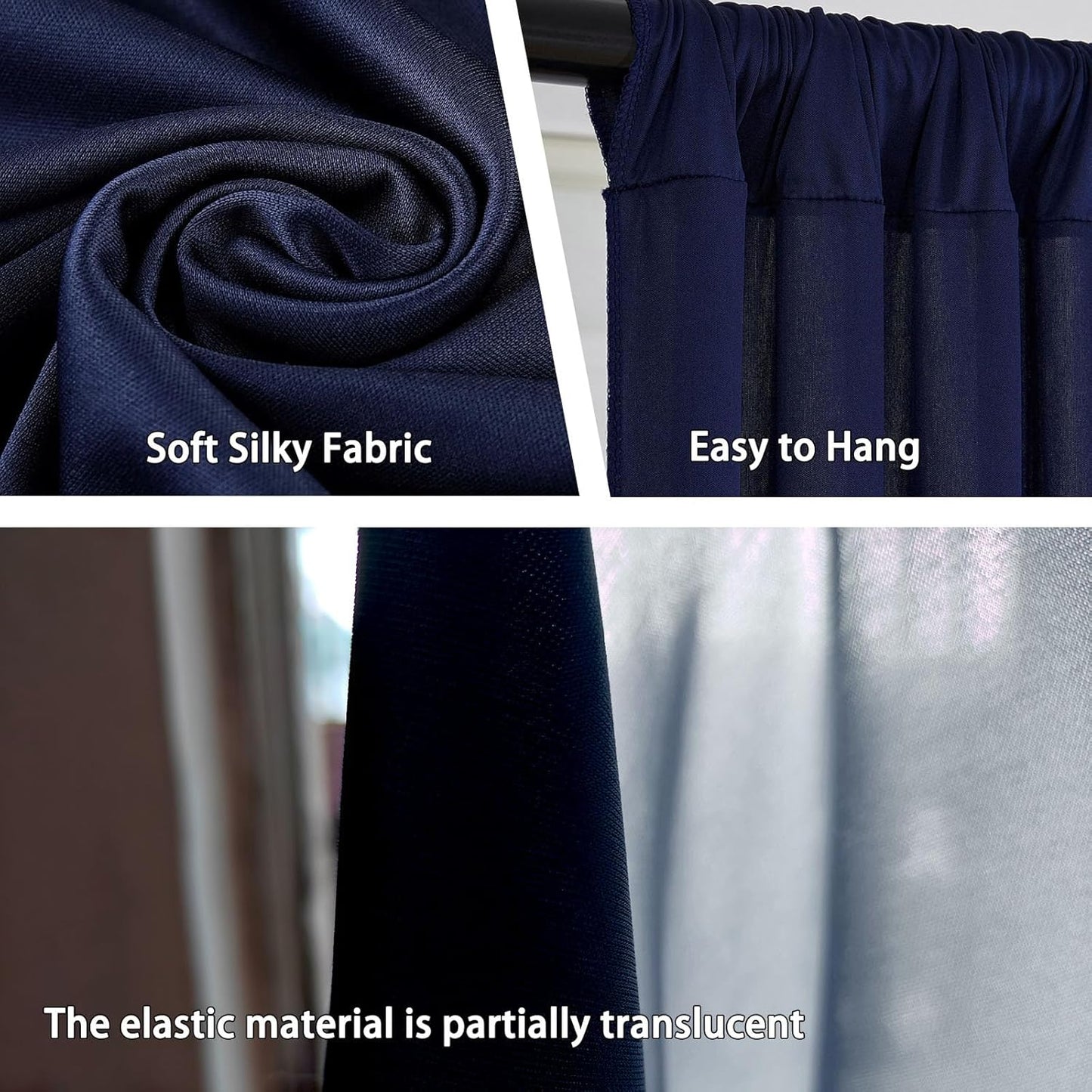 10 x 7 Feet Navy Blue Backdrop Curtain for Partie, Background Curtains for Photoshoot, Birthday, Wedding, Halloween, Thanksgiving, Christmas Day, New Year Party Decorations 5Ft x 7Ft, 2 Panels