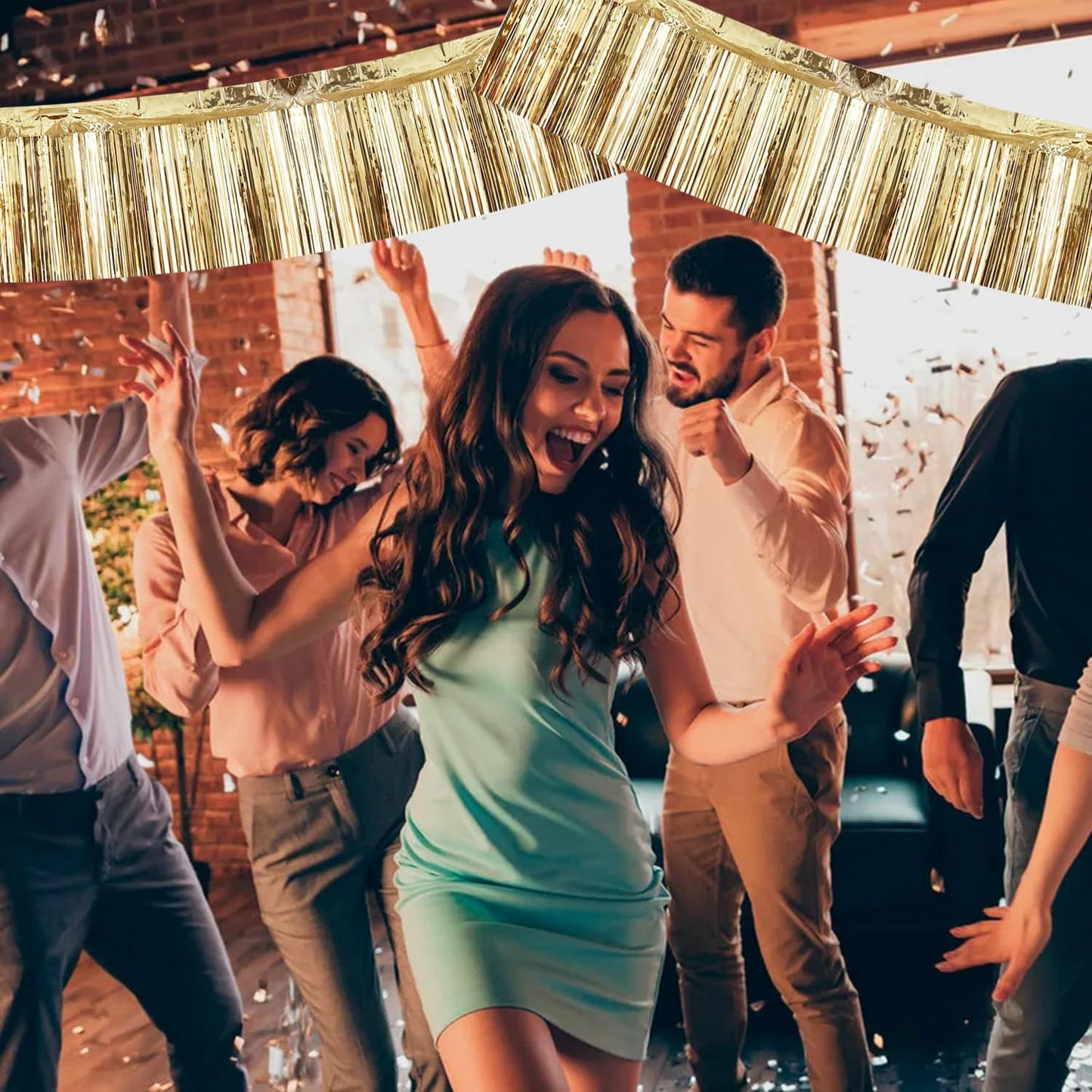 BEISHIDA 3 Packs Metallic Foil Fringe Garland Champagne Wall Hanging Tinsel Fringe Banners for Car Floats Halloween Bridal Shower Wedding Birthday Easter Graduation Holiday Party Decoration(30Ft)